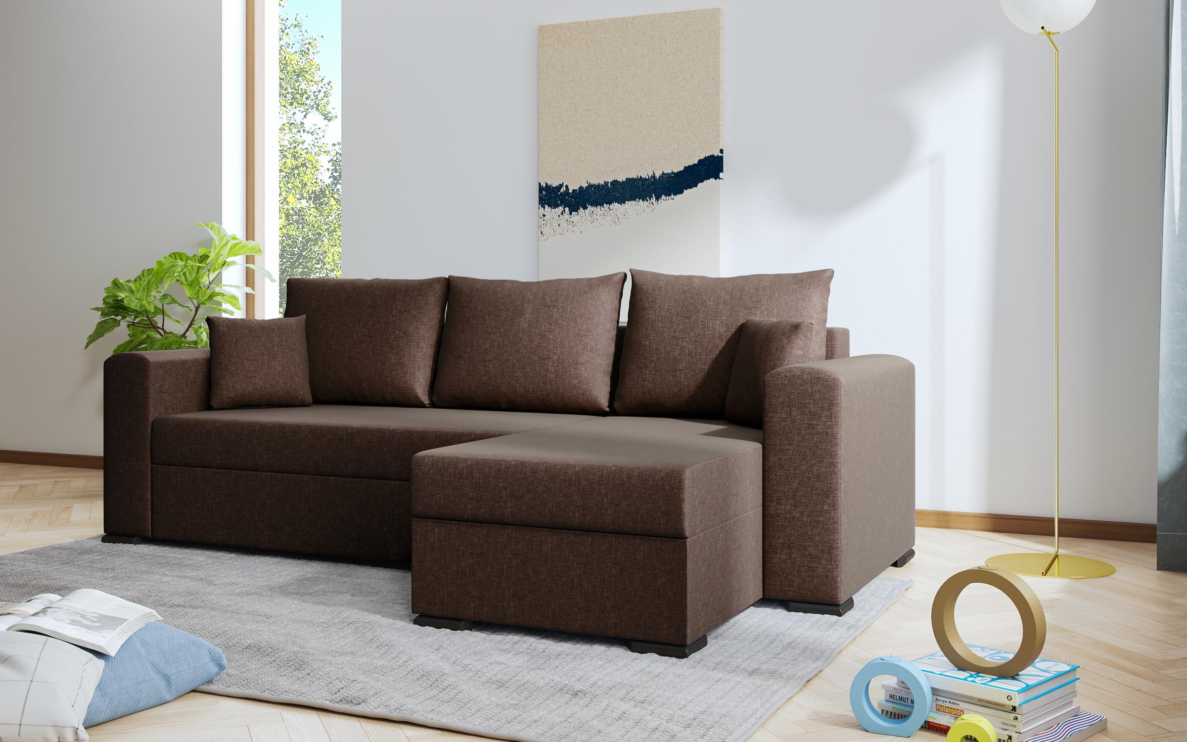 Γωνιακός καναπές - κρεβάτι Karino, καφέ  4