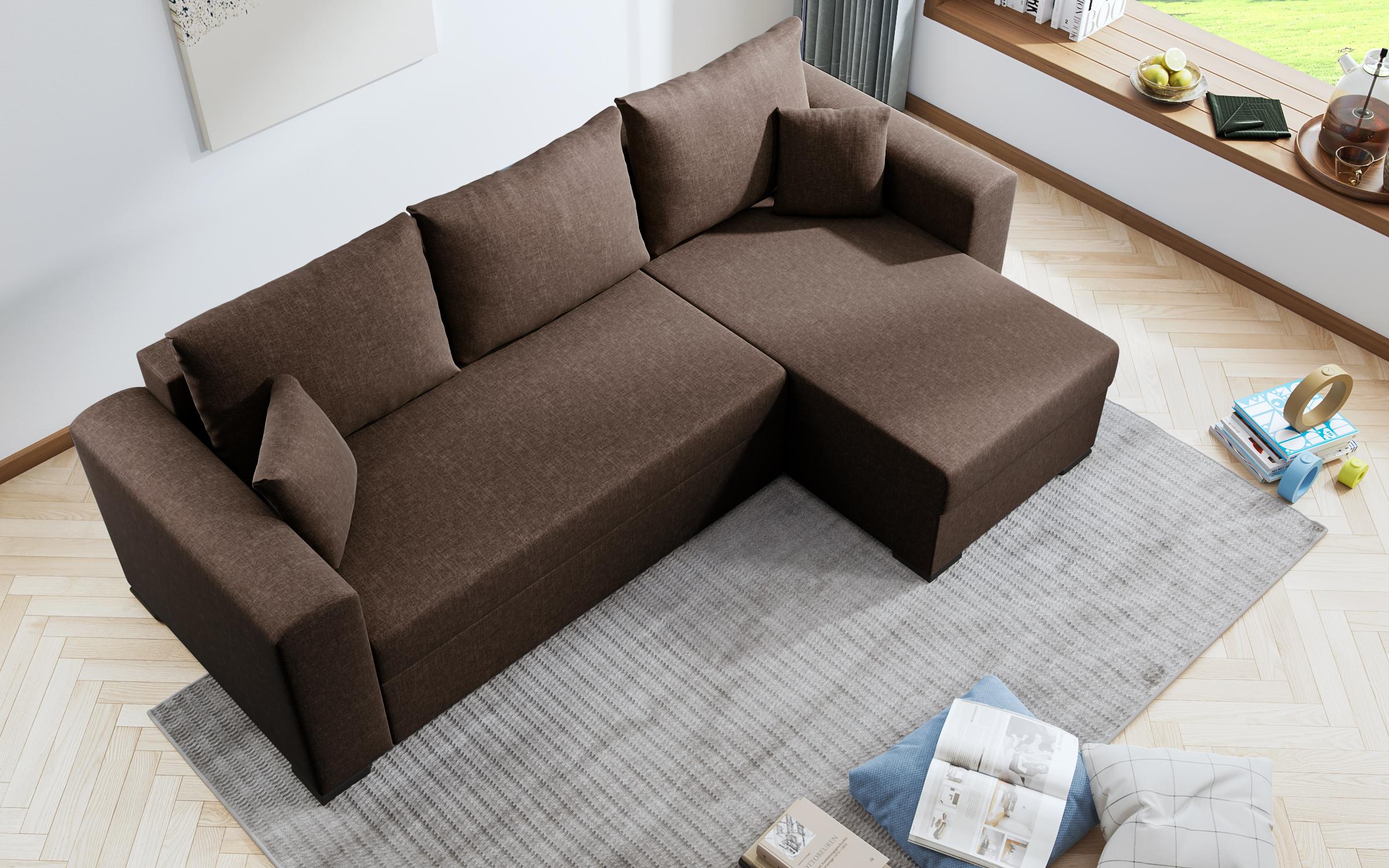 Γωνιακός καναπές - κρεβάτι Karino, καφέ  5