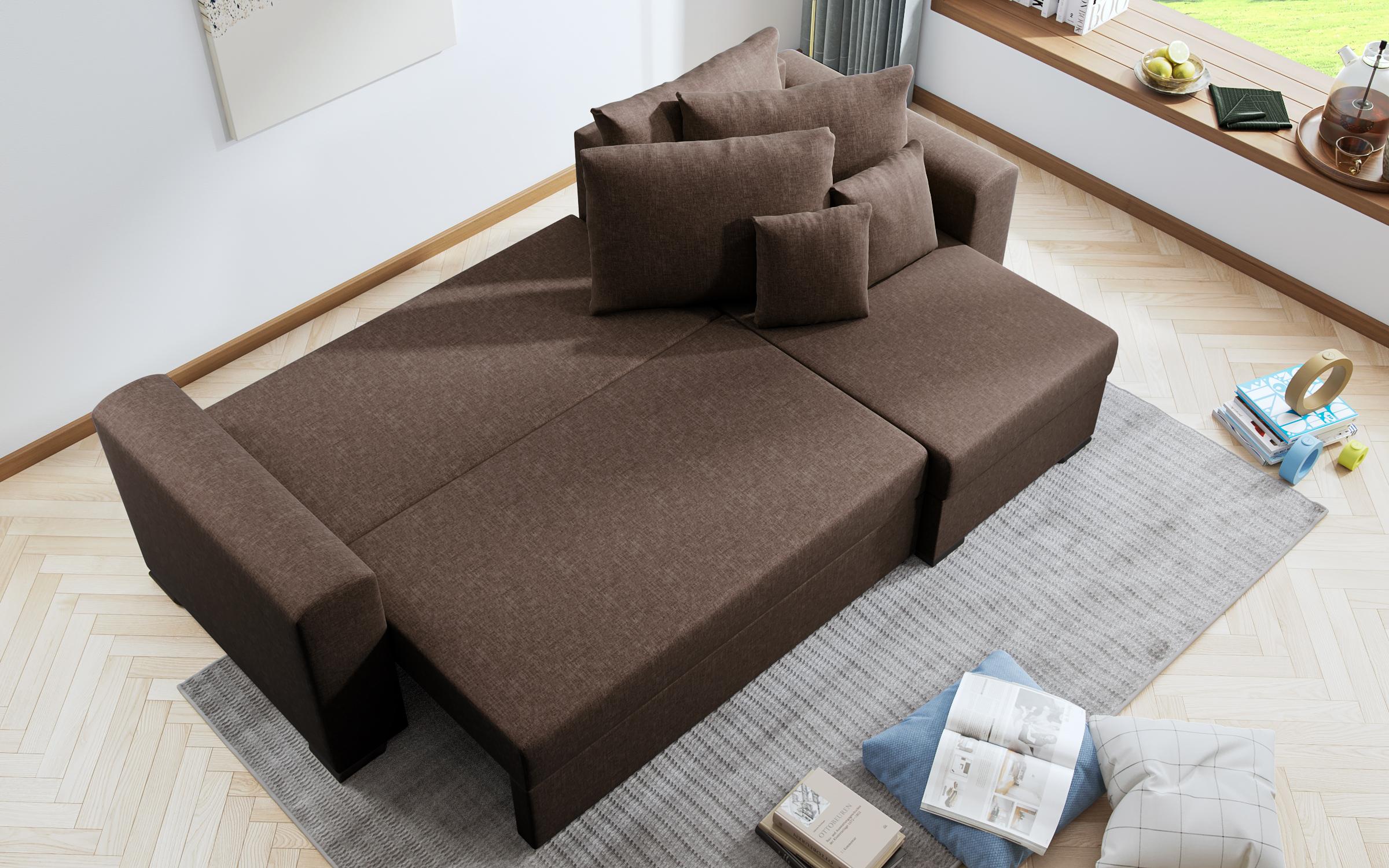Γωνιακός καναπές - κρεβάτι Karino, καφέ  8