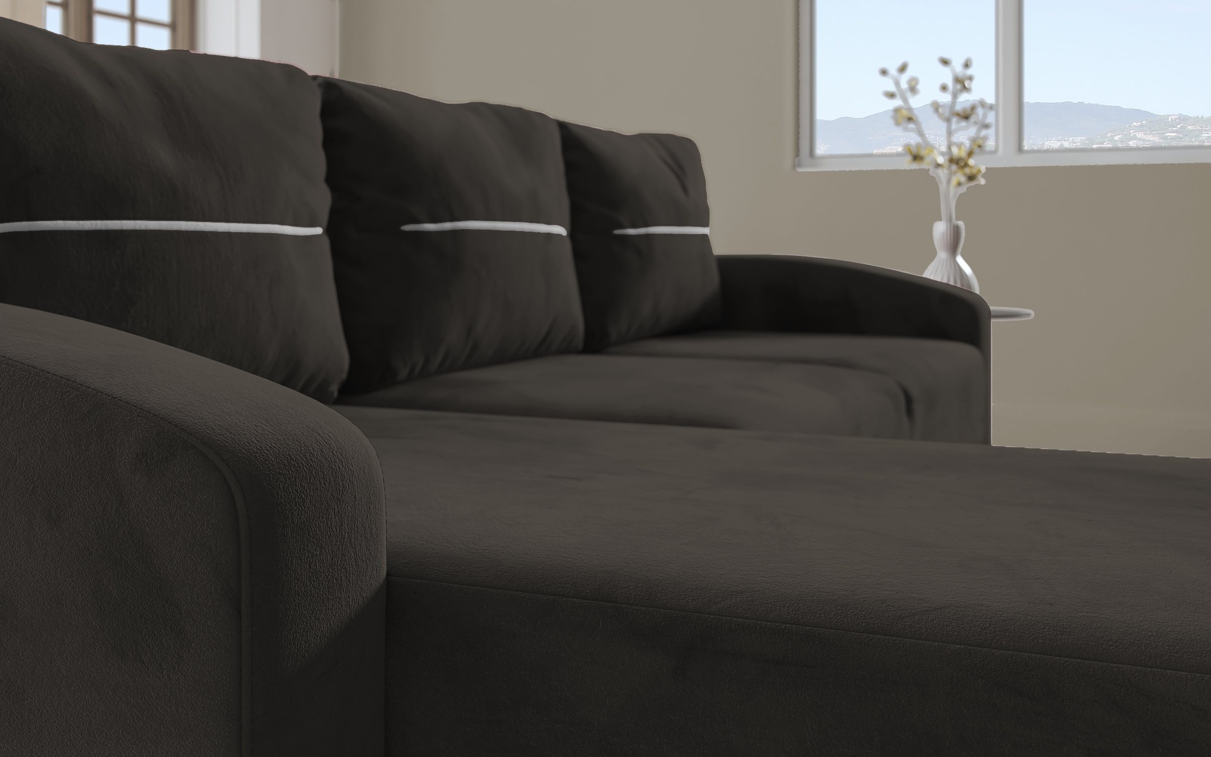 Γωνιακός καναπές – κρεβάτι Olen, γκρι + μπεζ  8