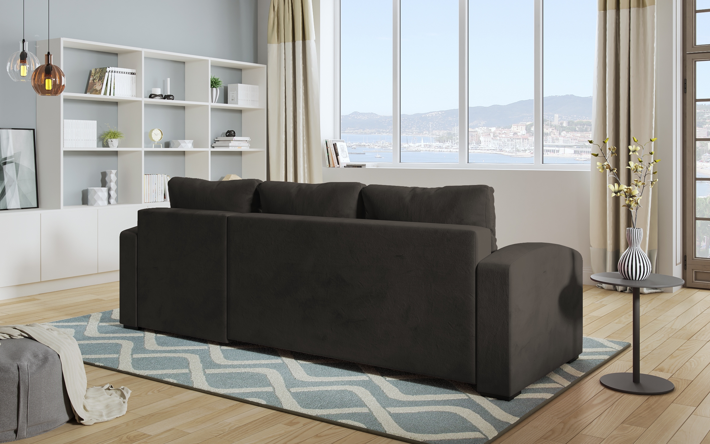 Γωνιακός καναπές – κρεβάτι Olen, γκρι + μπεζ  6