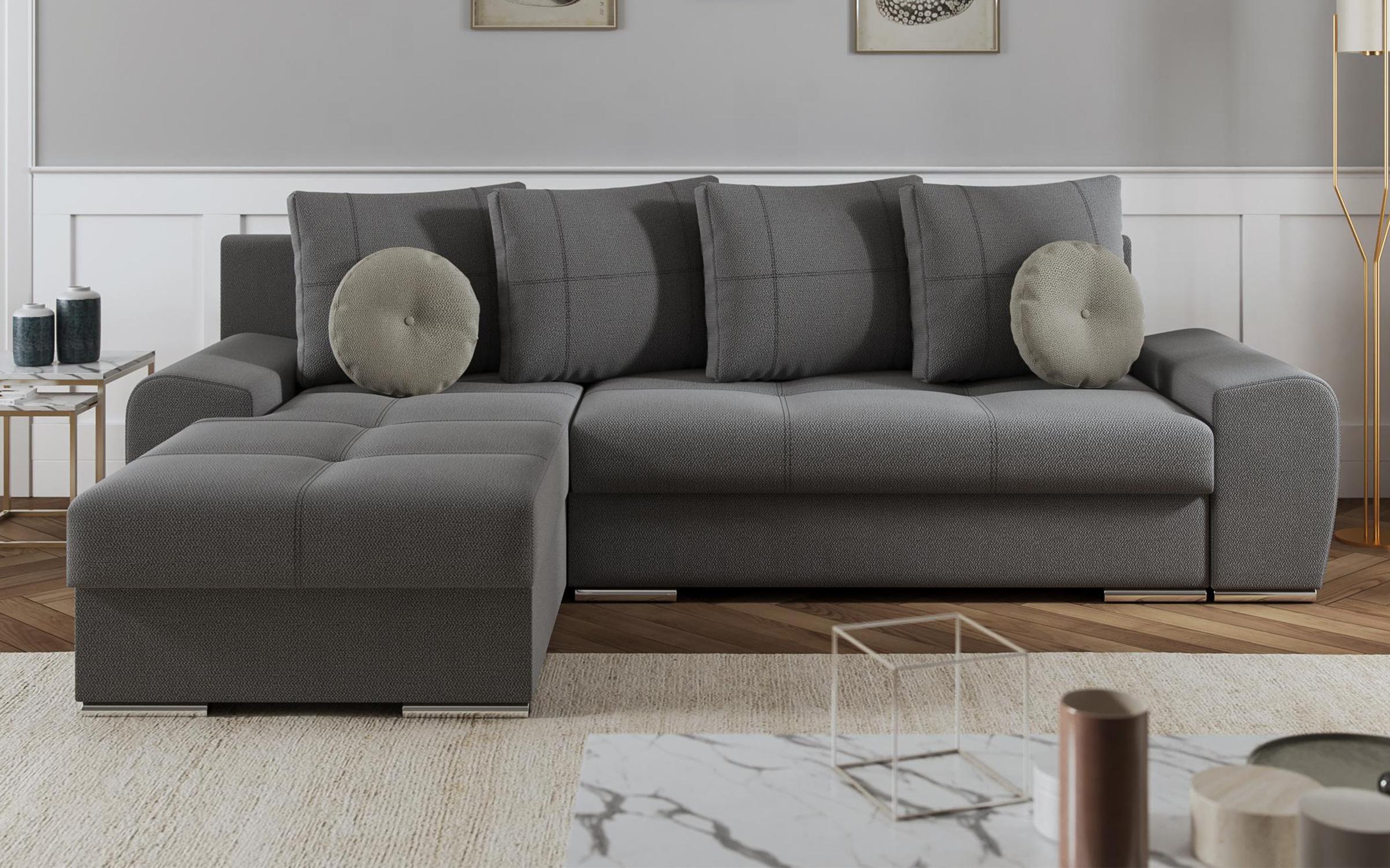 Γωνιακός καναπές – κρεβάτι Roli, γκρι + ανοιχτό μπεζ  1