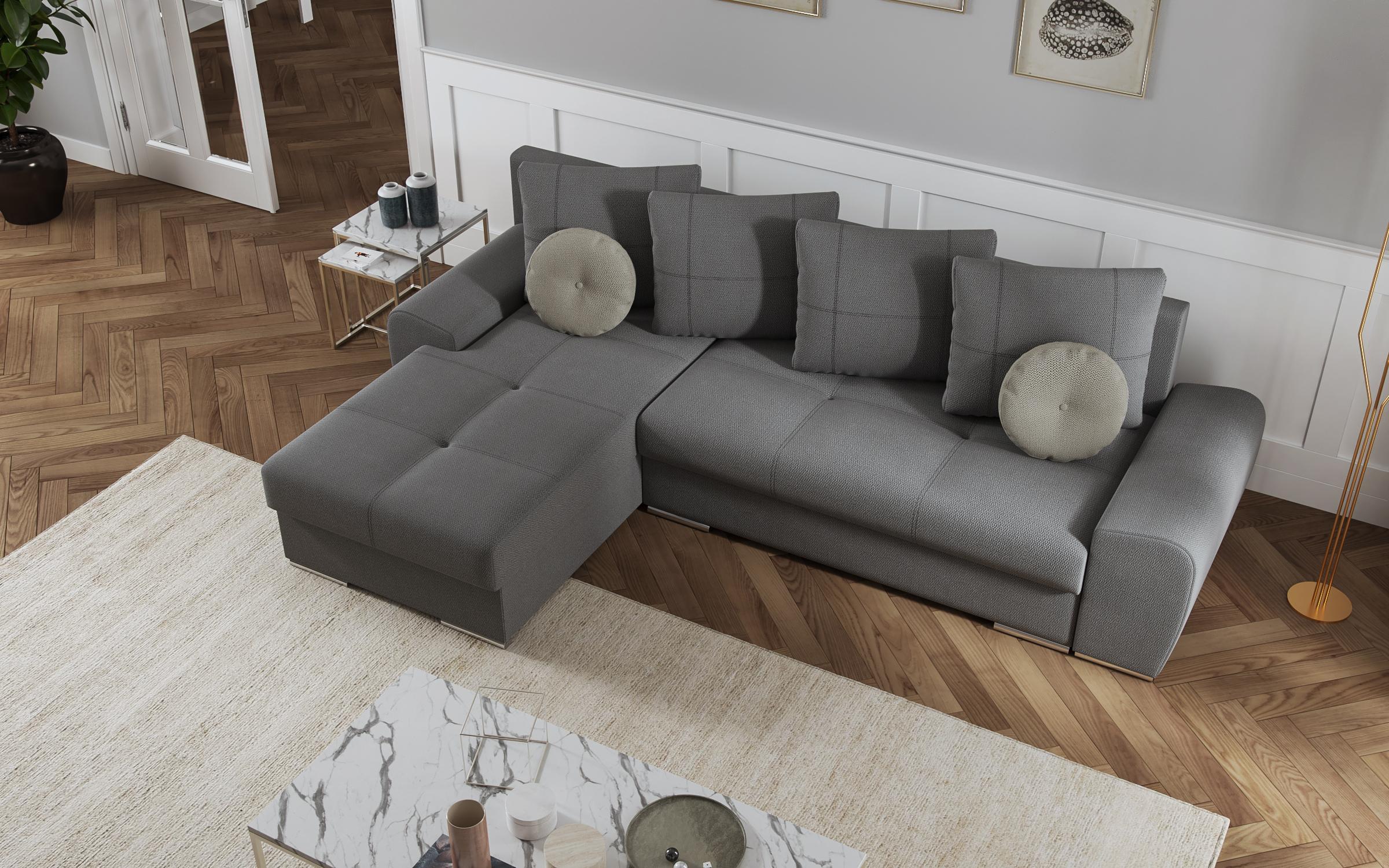 Γωνιακός καναπές – κρεβάτι Roli, γκρι + ανοιχτό μπεζ  7