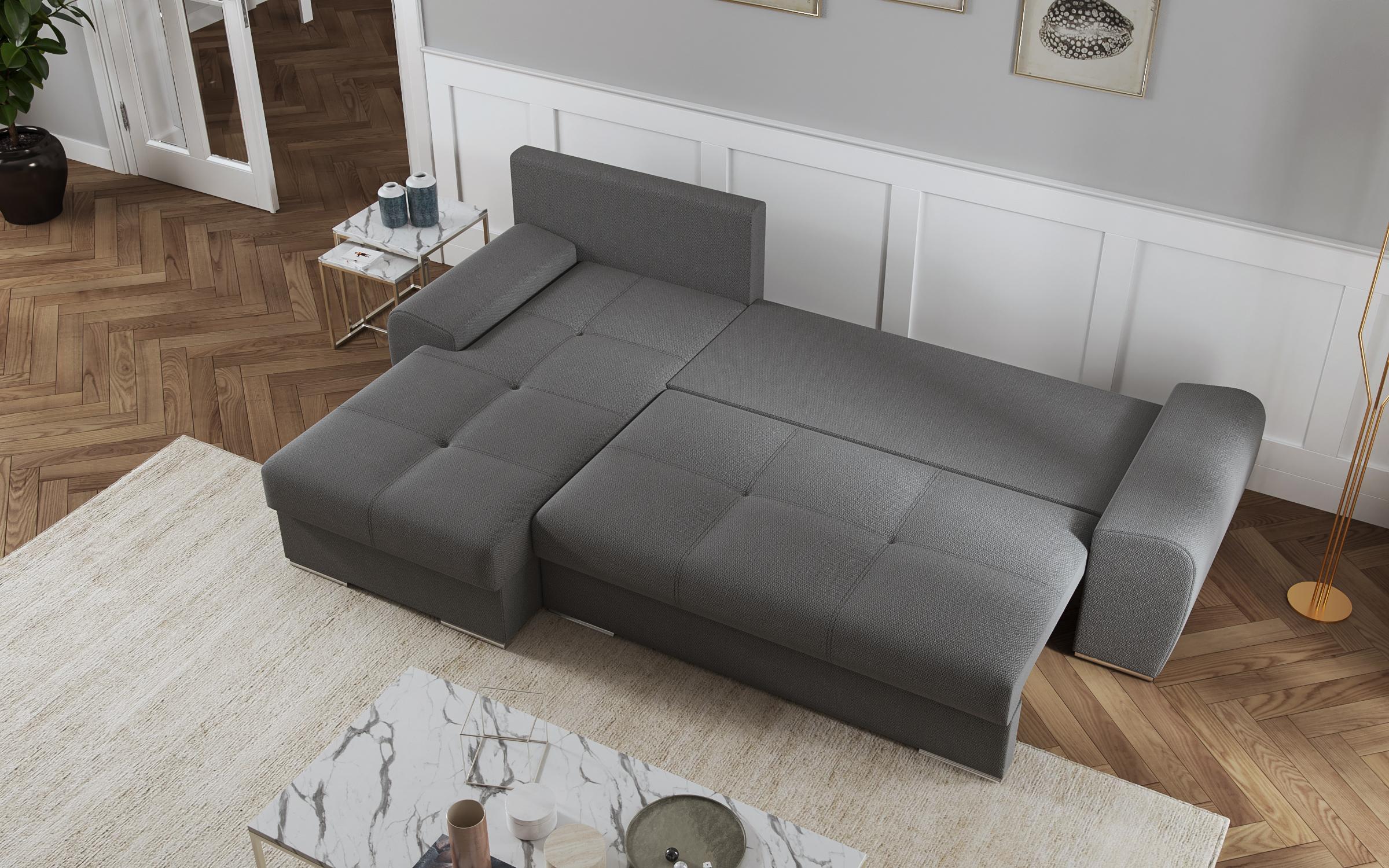 Γωνιακός καναπές – κρεβάτι Roli, γκρι + ανοιχτό μπεζ  8
