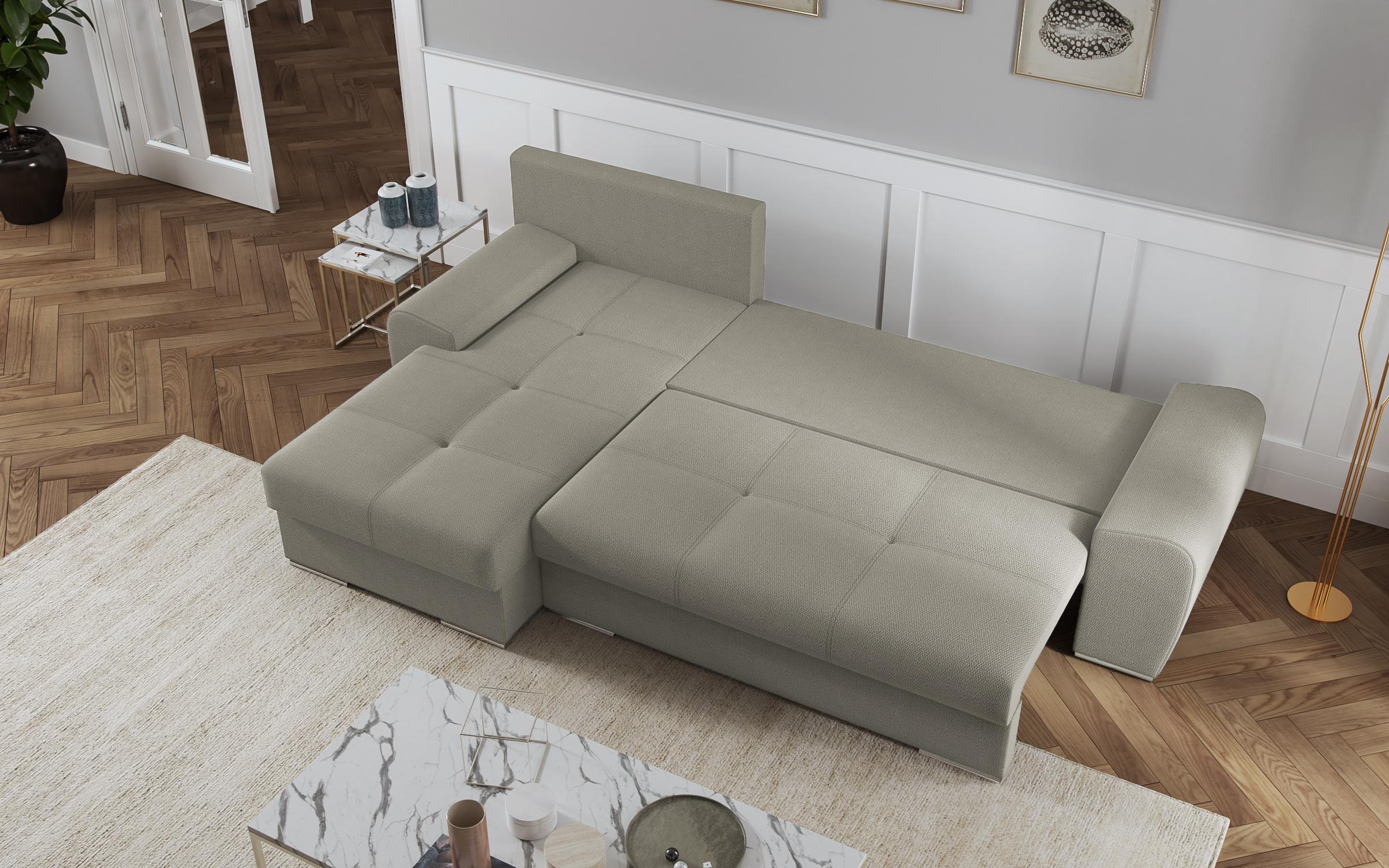 Γωνιακός καναπές – κρεβάτι Roli, ανοιχτό μπεζ + γκρι  8