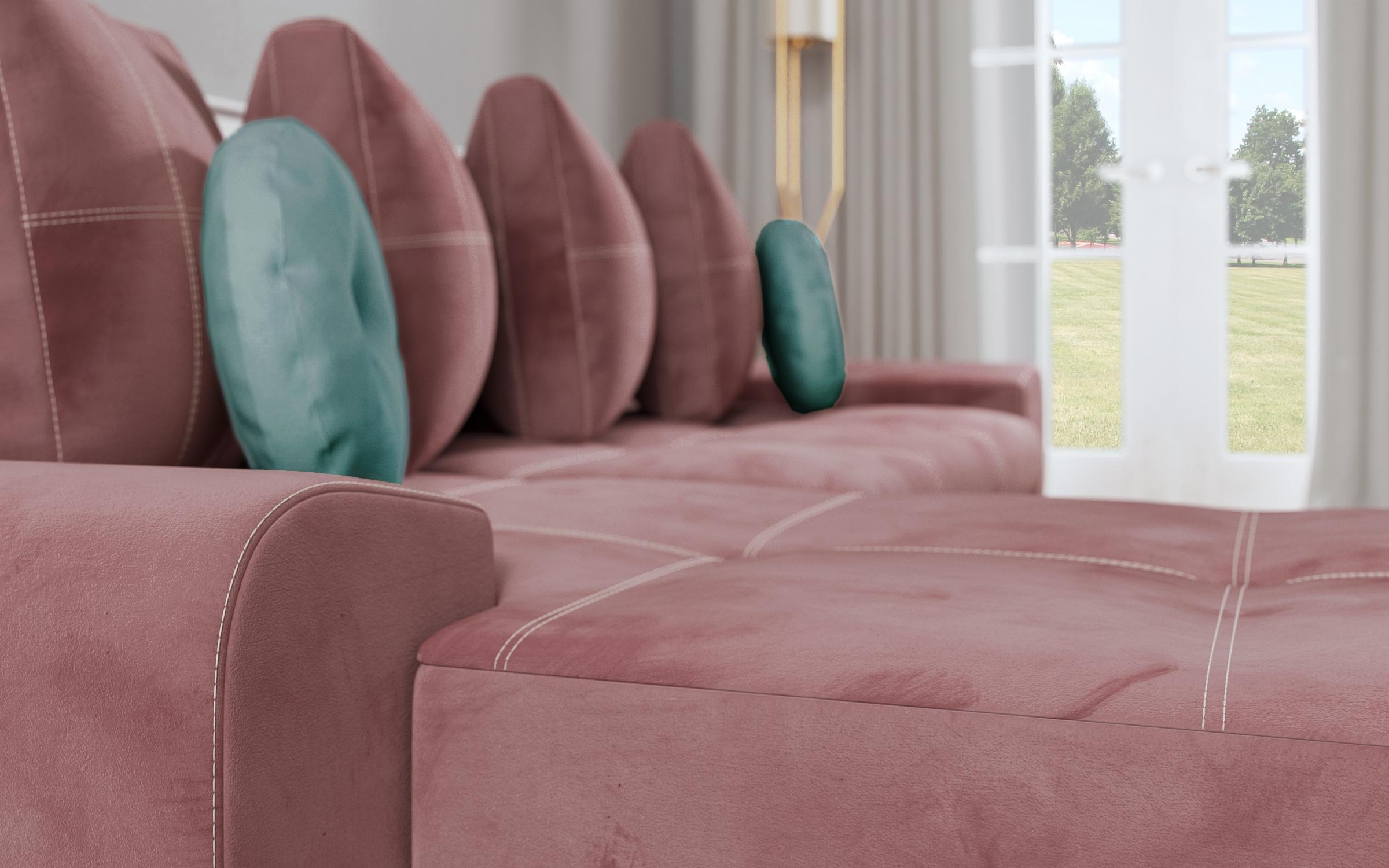 Γωνιακός καναπές – κρεβάτι Roli, ροζ  5