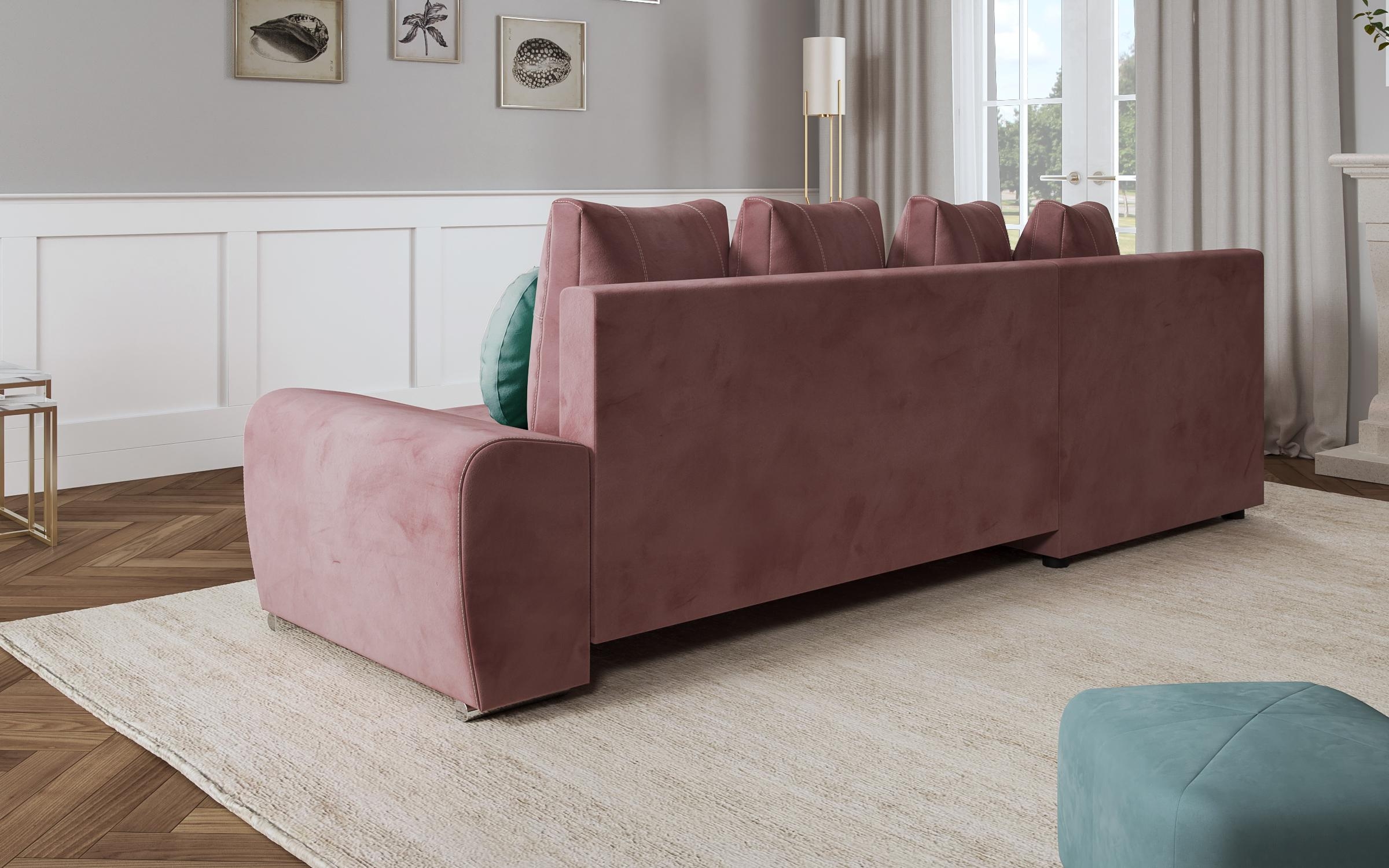 Γωνιακός καναπές – κρεβάτι Roli, ροζ  6