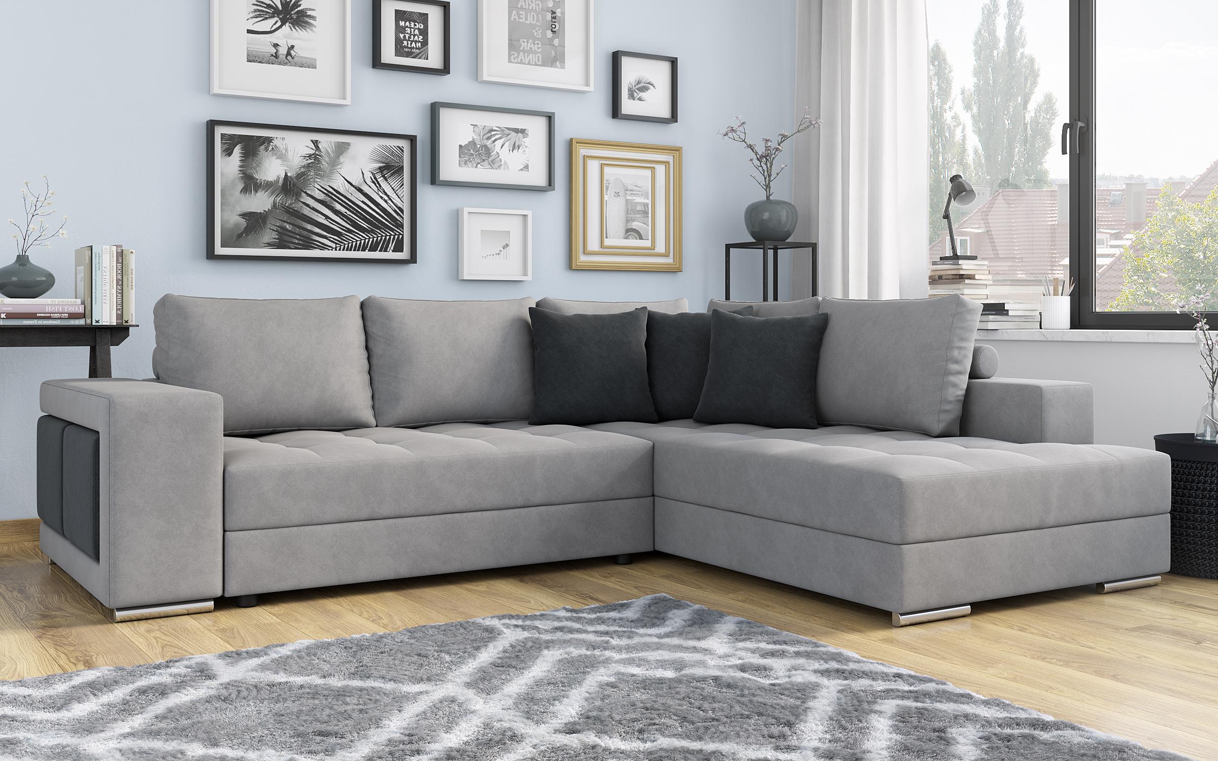 Γωνιακός καναπές – κρεβάτι  Terano, ανοιχτό γκρι + σκούρο γκρι  4