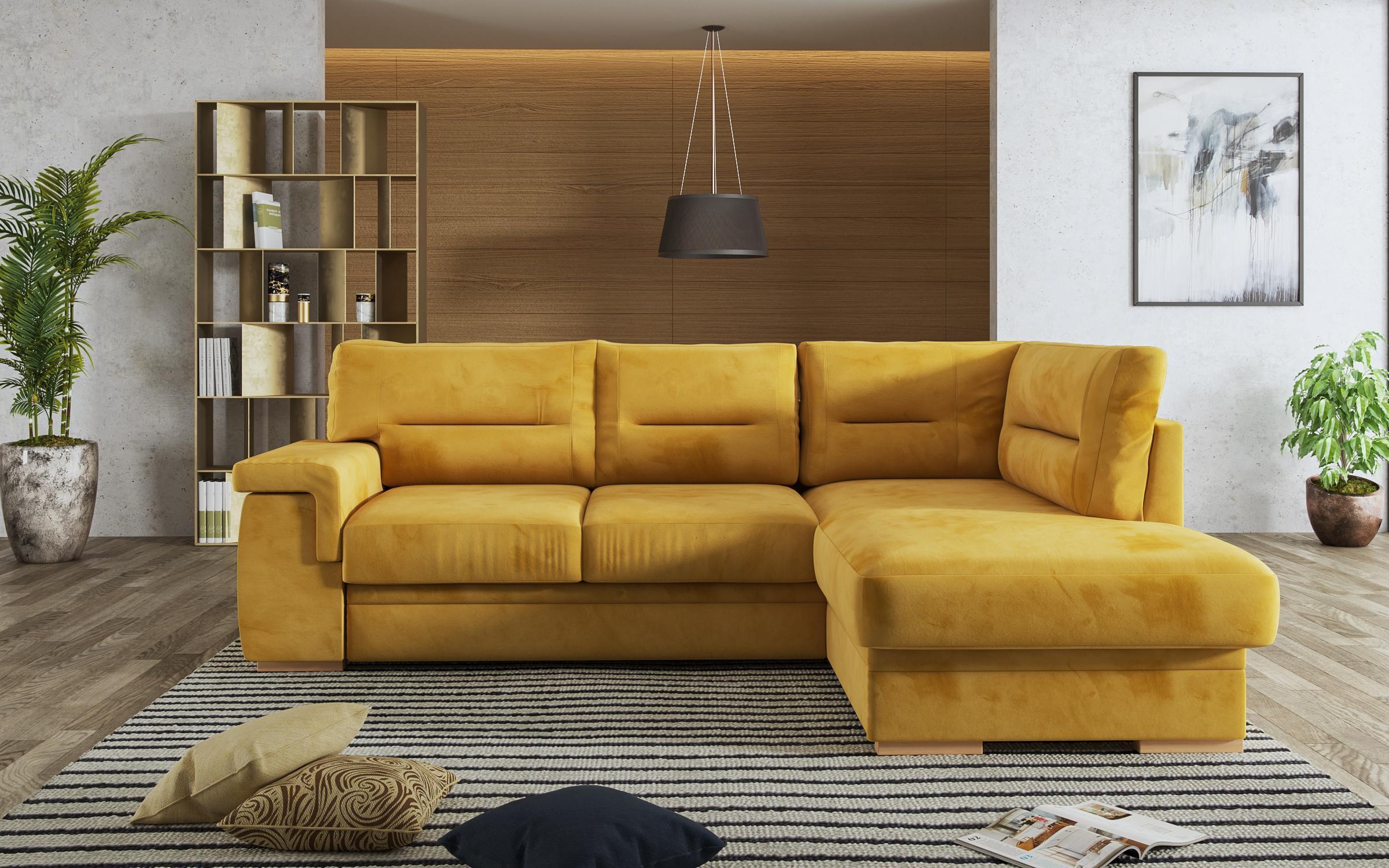 Γωνιακός καναπές – κρεβάτι Ventura, μουσταρδί  1