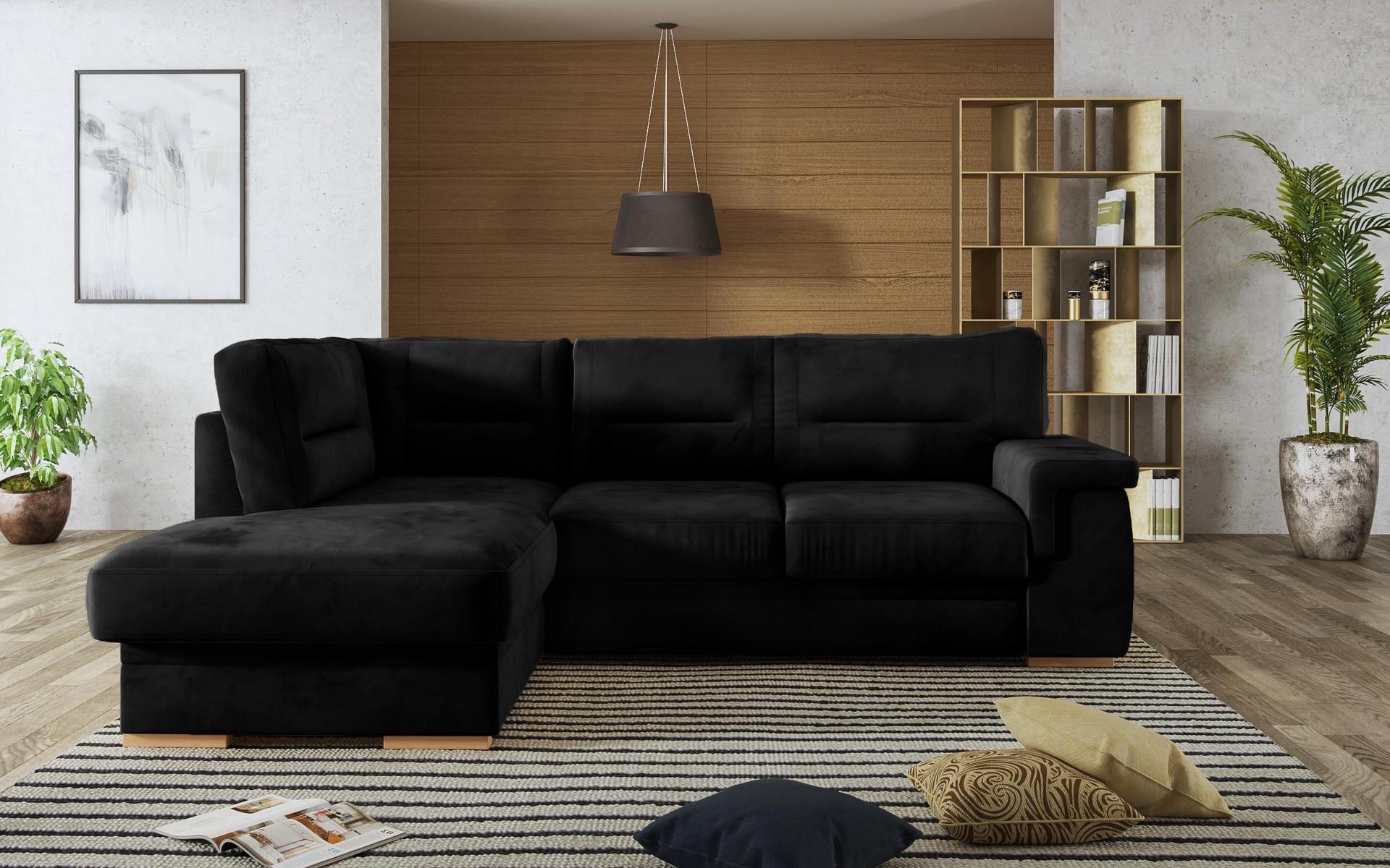 Γωνιακός καναπές – κρεβάτι Ventura, μαύρο  1