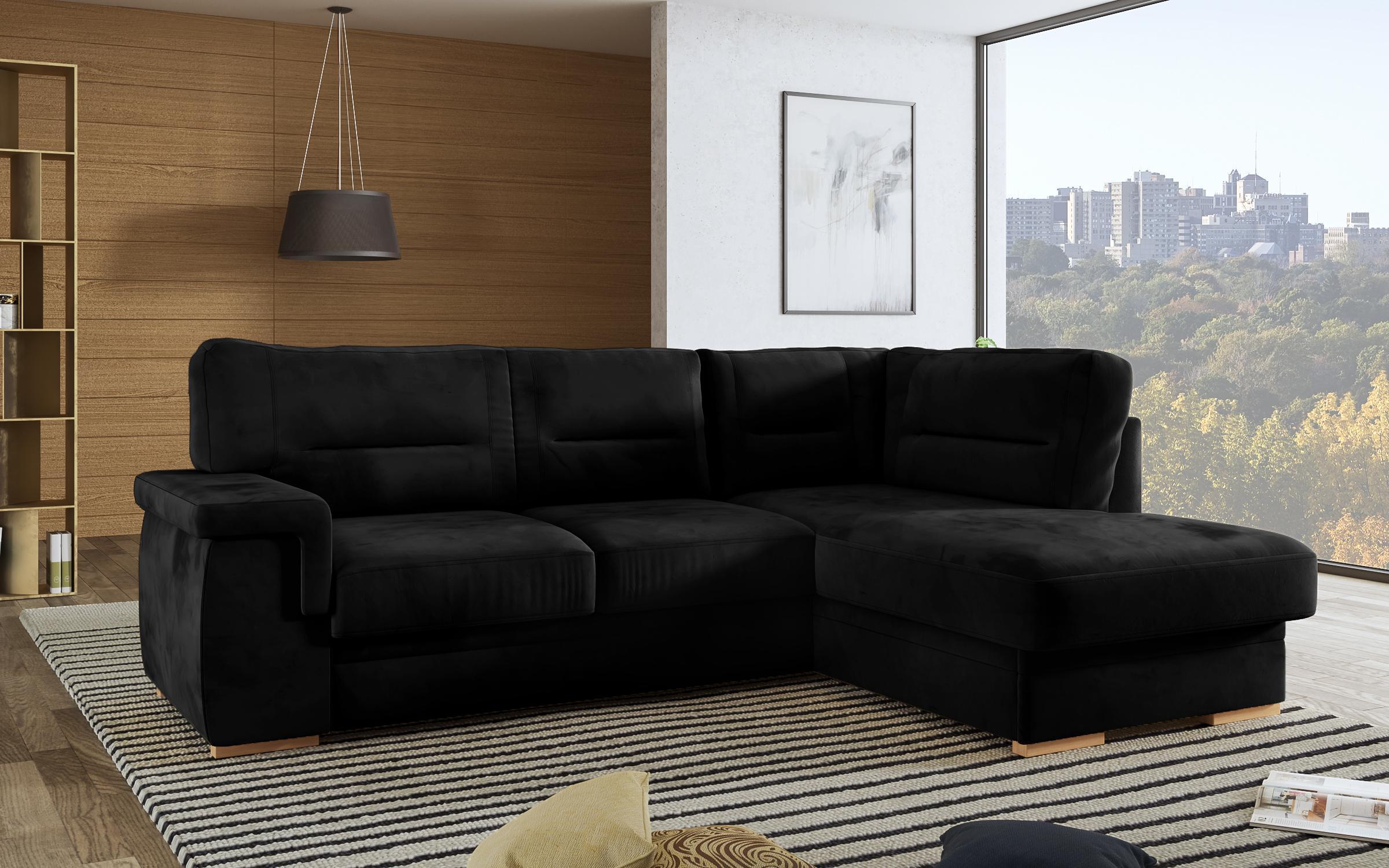 Γωνιακός καναπές – κρεβάτι Ventura, μαύρο  2