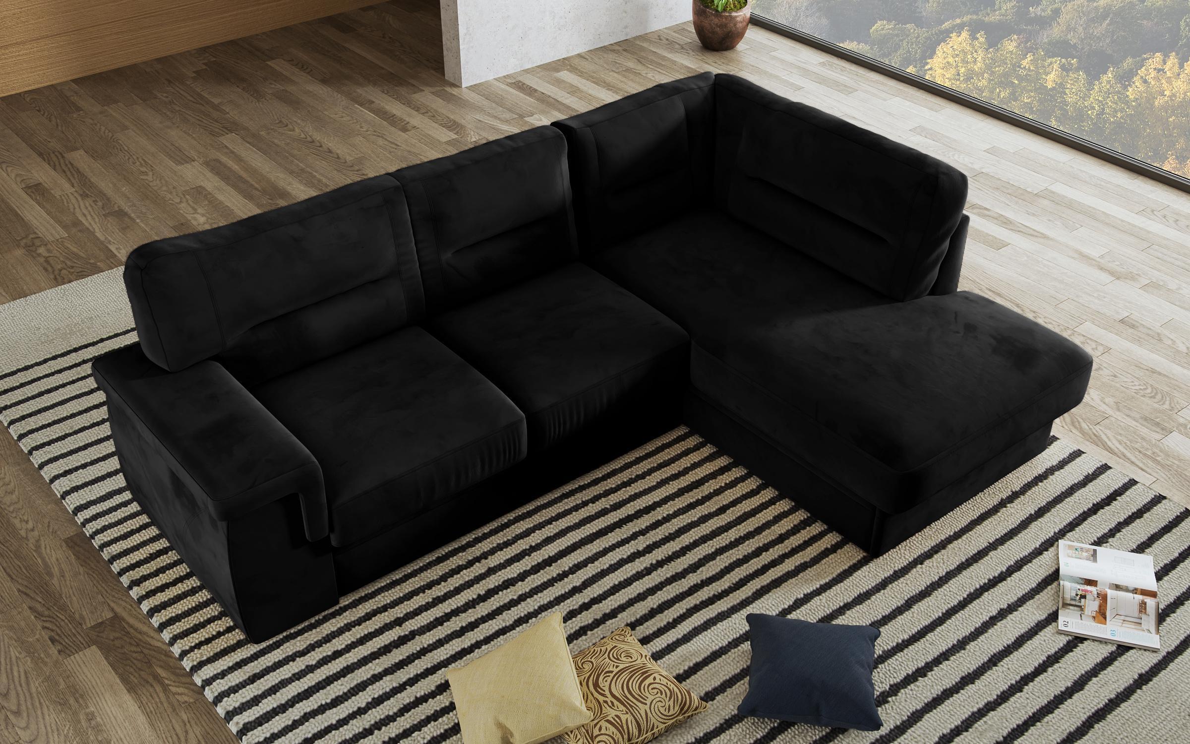 Γωνιακός καναπές – κρεβάτι Ventura, μαύρο  3
