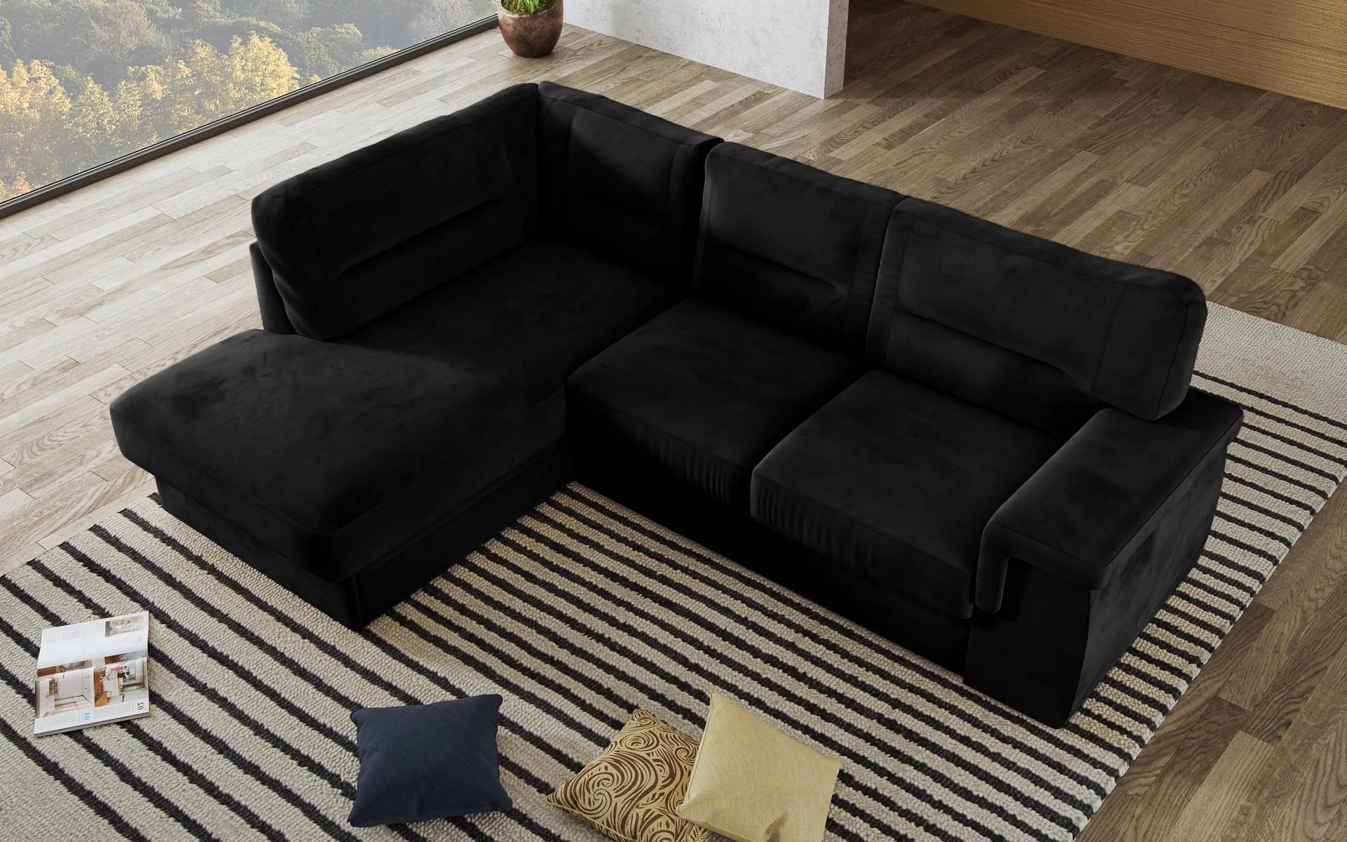 Γωνιακός καναπές – κρεβάτι Ventura, μαύρο  4