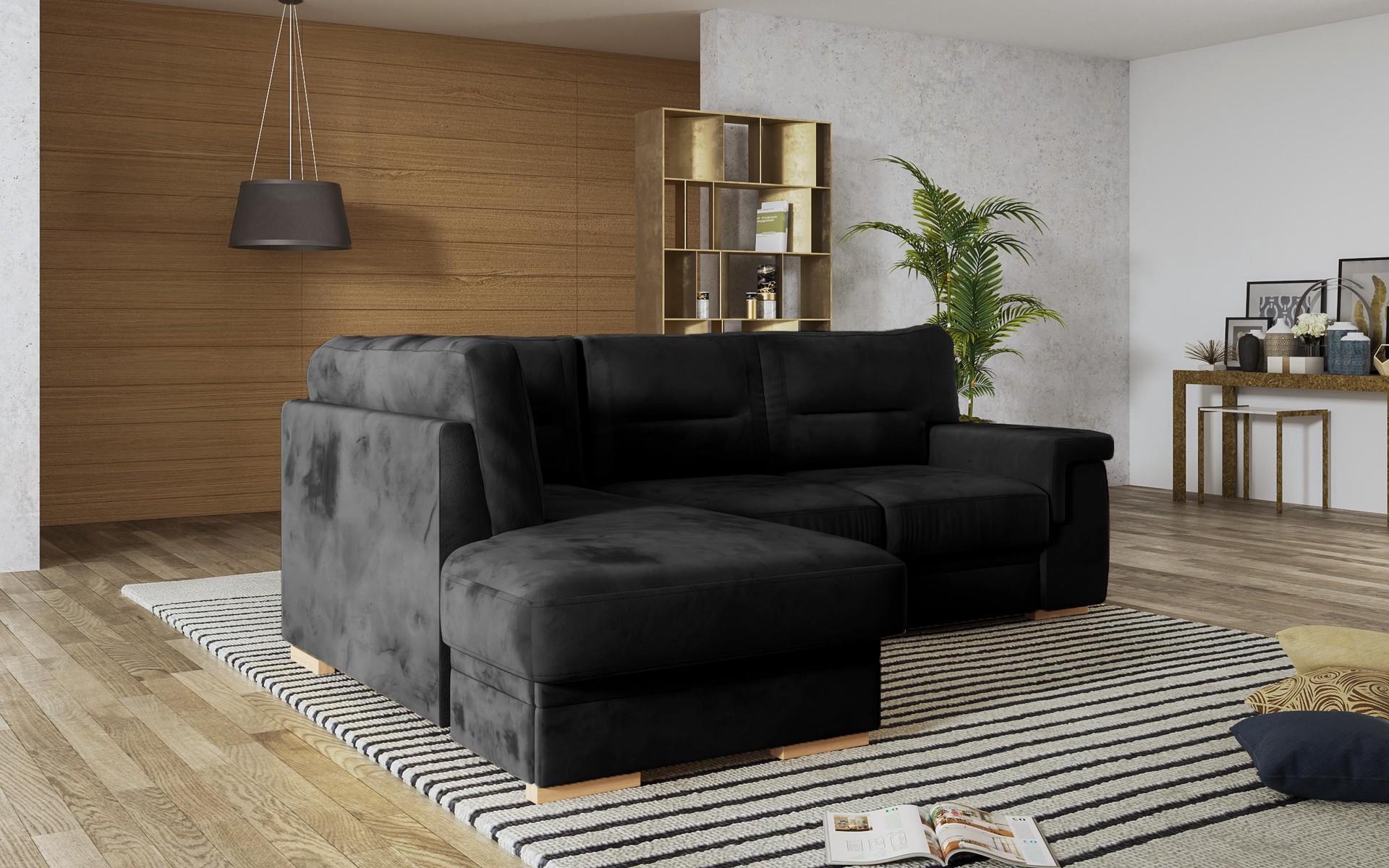 Γωνιακός καναπές – κρεβάτι Ventura, μαύρο  5