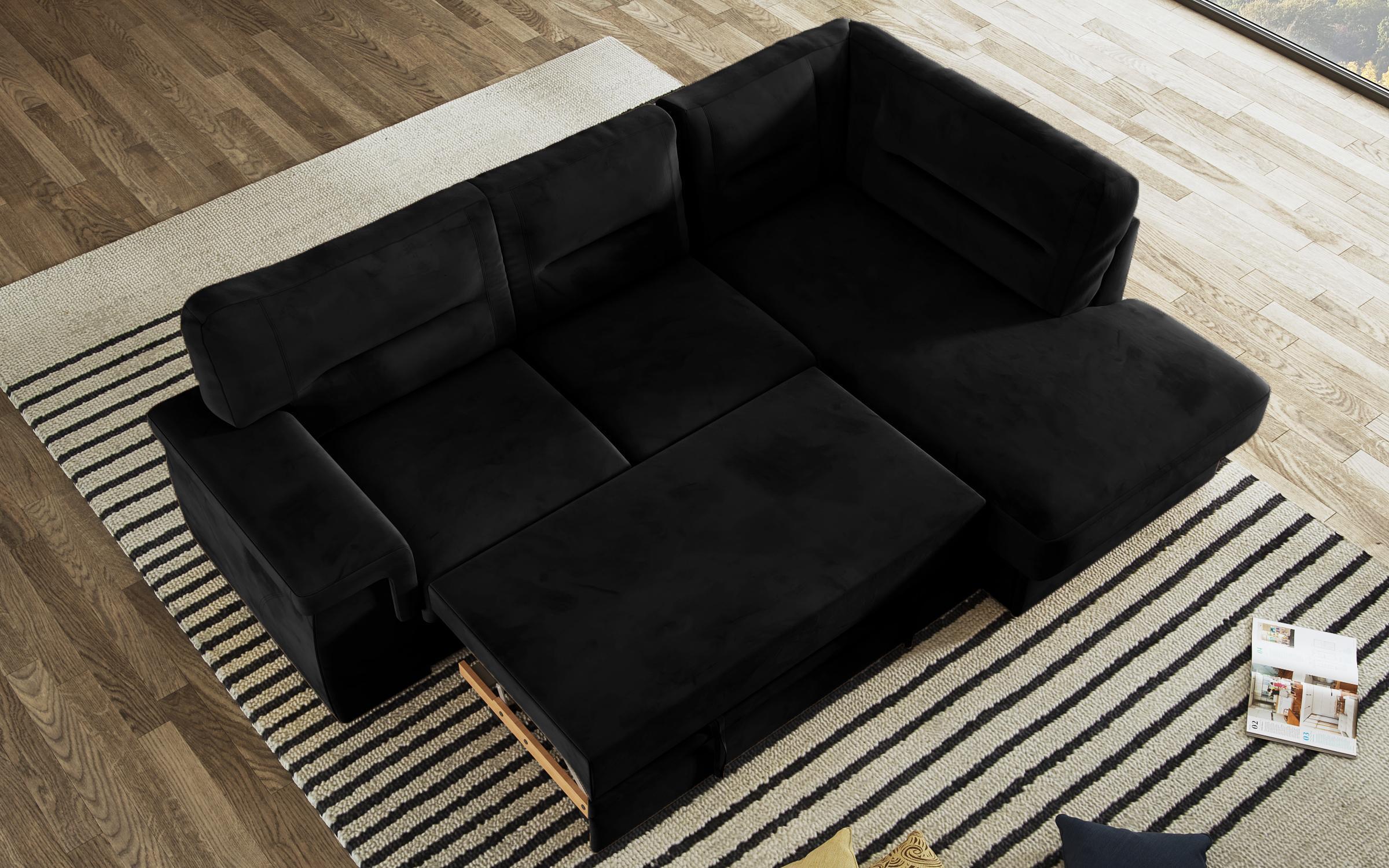 Γωνιακός καναπές – κρεβάτι Ventura, μαύρο  7