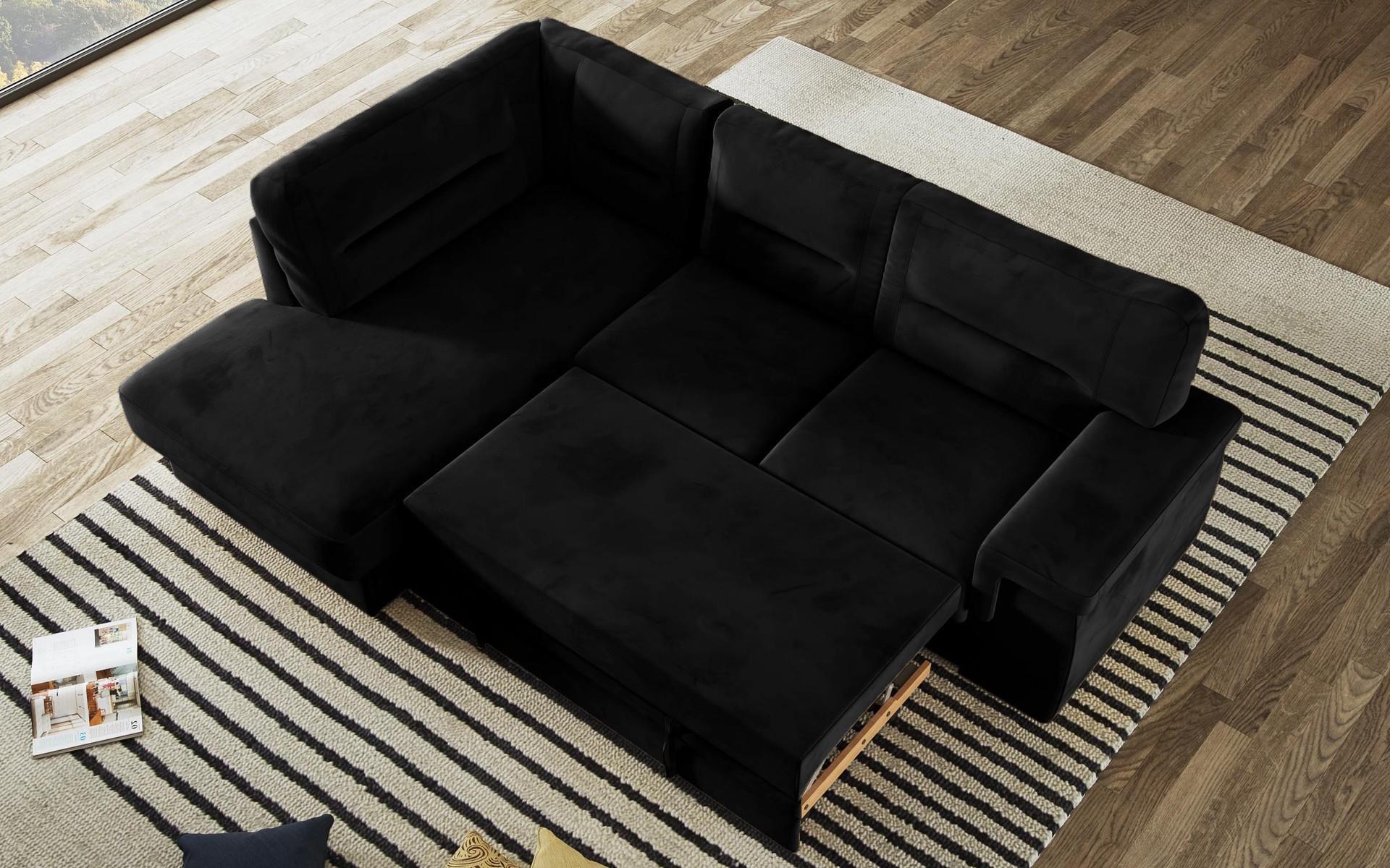 Γωνιακός καναπές – κρεβάτι Ventura, μαύρο  8