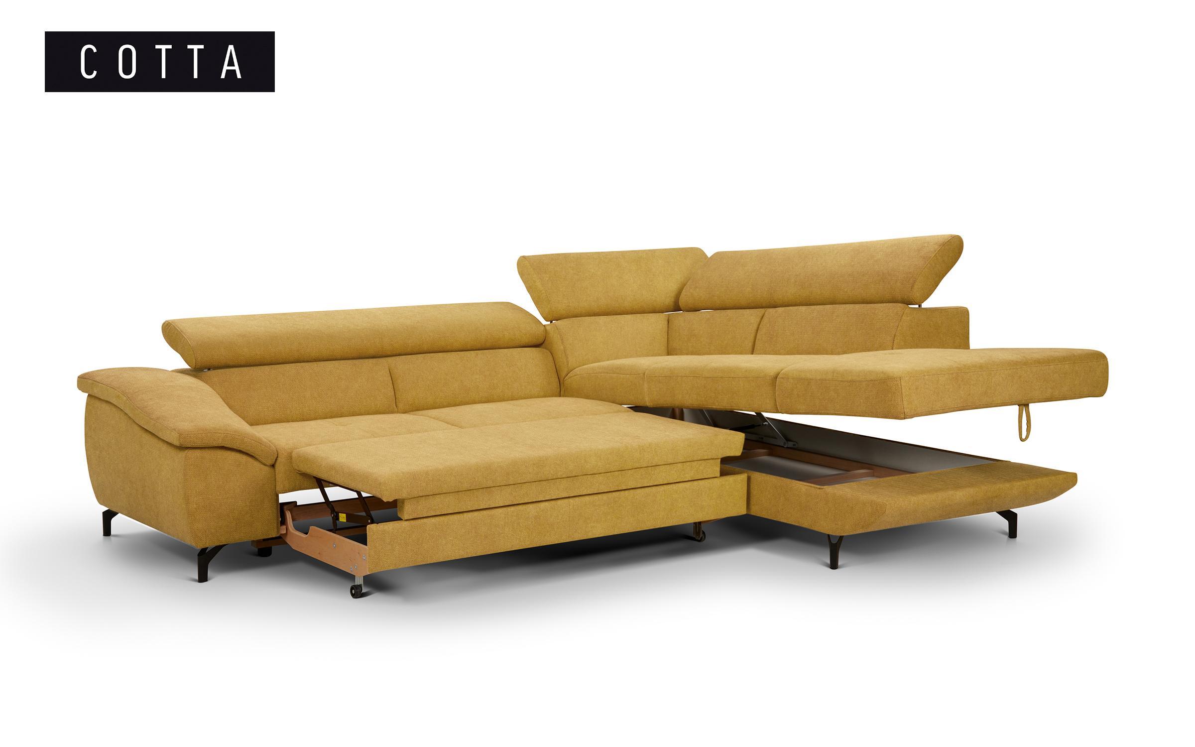 Γωνιακός καναπές – κρεβάτι Vermon, κίτρινο  4