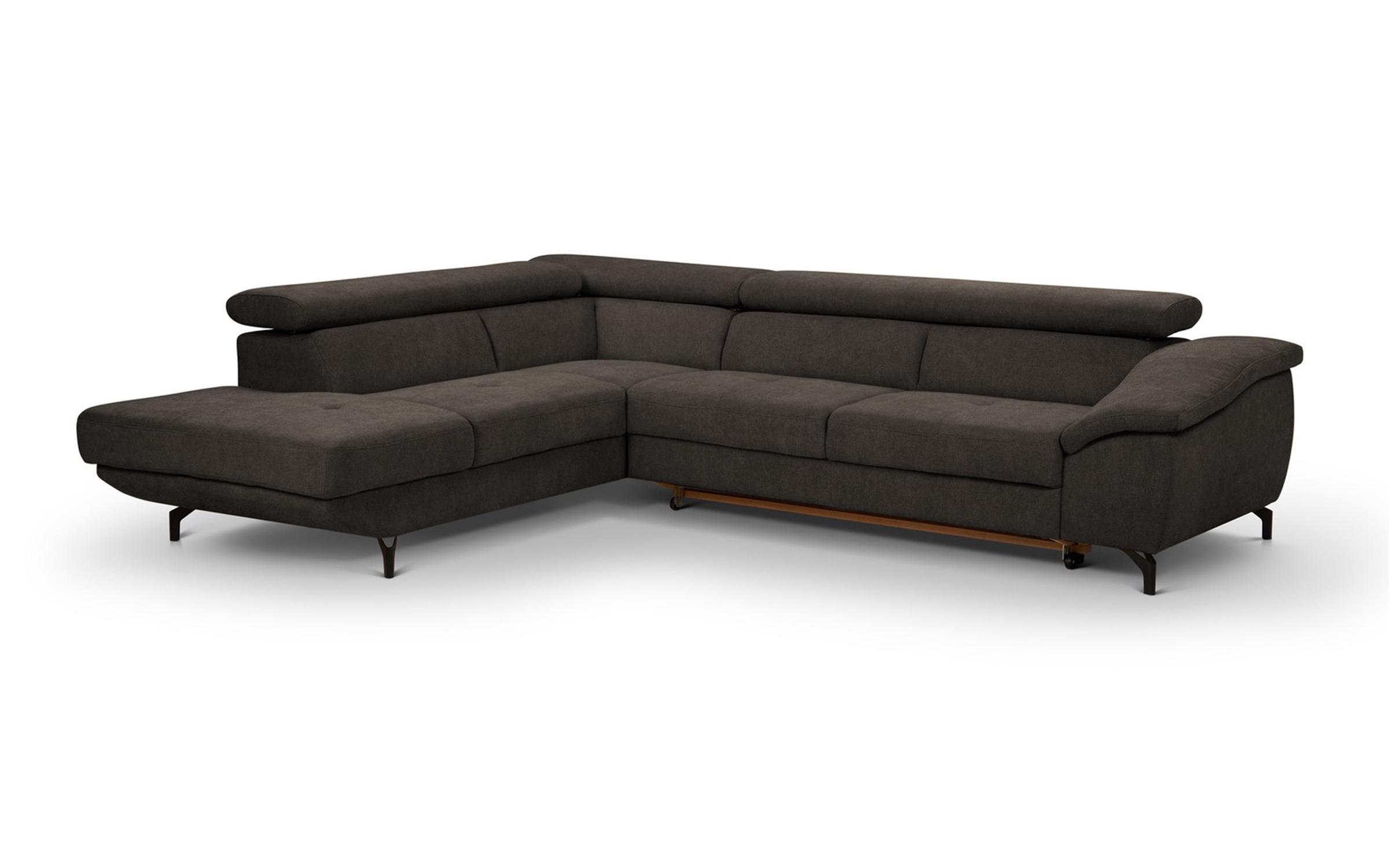 Γωνιακός καναπές – κρεβάτι Vermon, σκούρο καφέ  1
