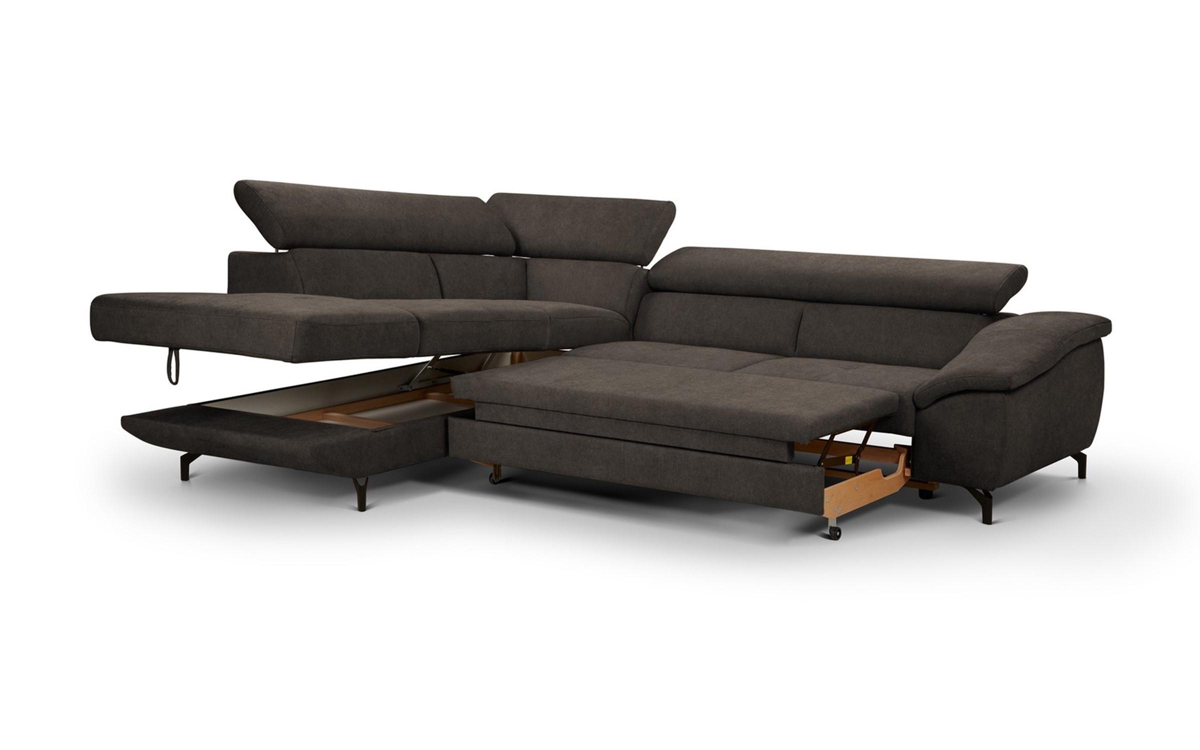 Γωνιακός καναπές – κρεβάτι Vermon, σκούρο καφέ  2