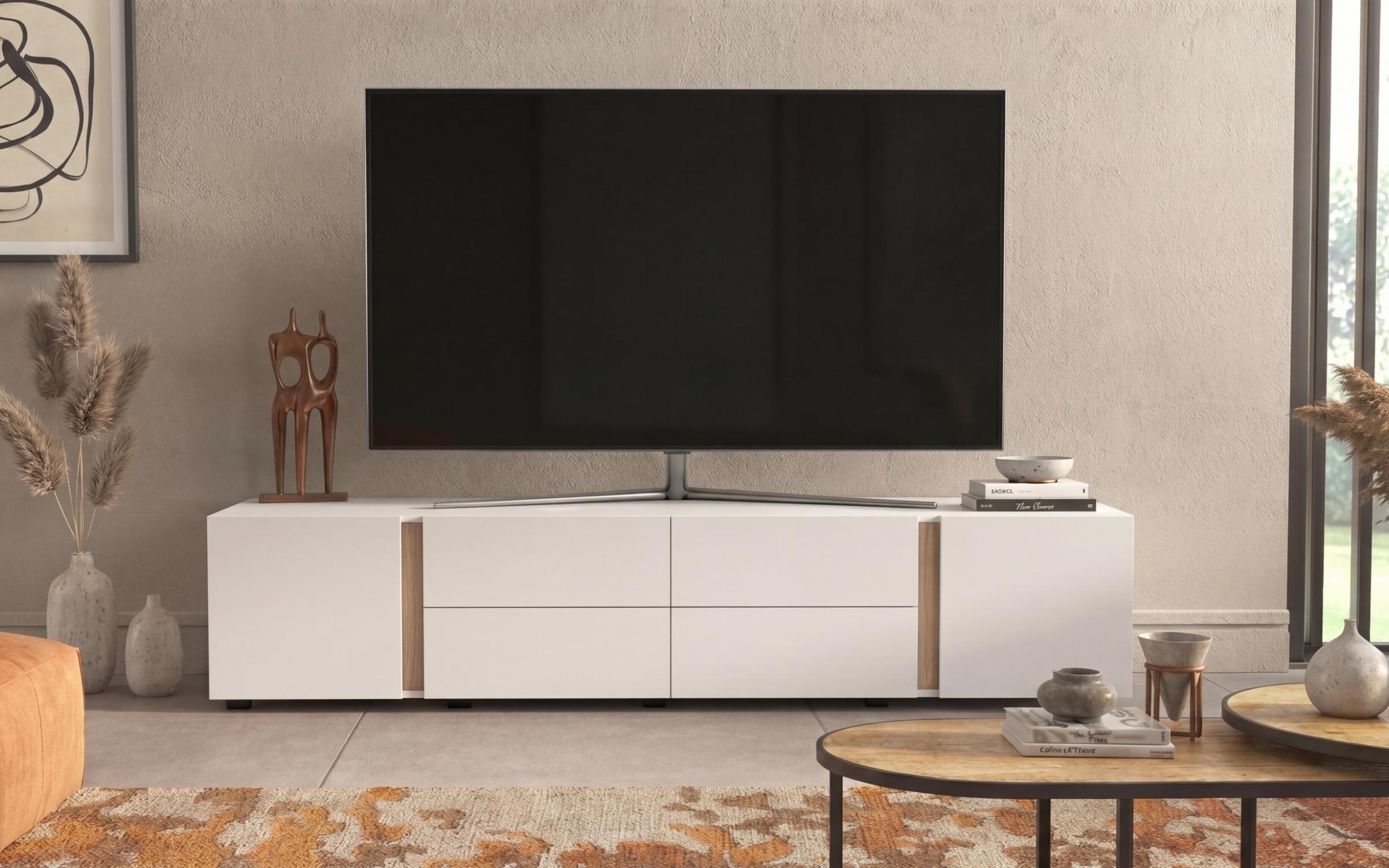 Έπιπλο TV Omonia, λευκό + δρυς sonoma  4