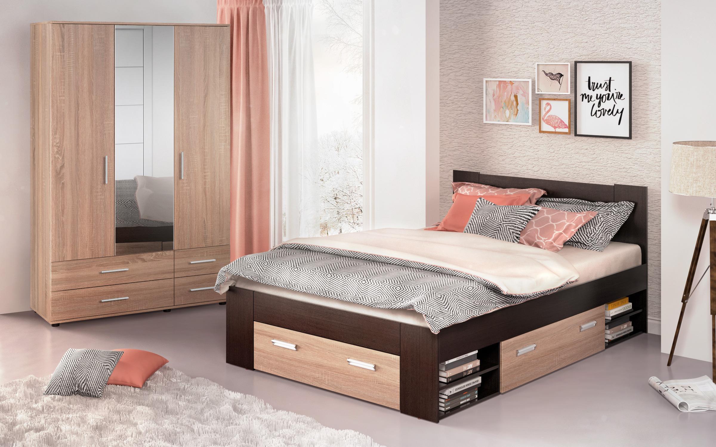 Κρεβάτι 140/200 Nemo + στρώμα, wenge + δρυς sonoma  7