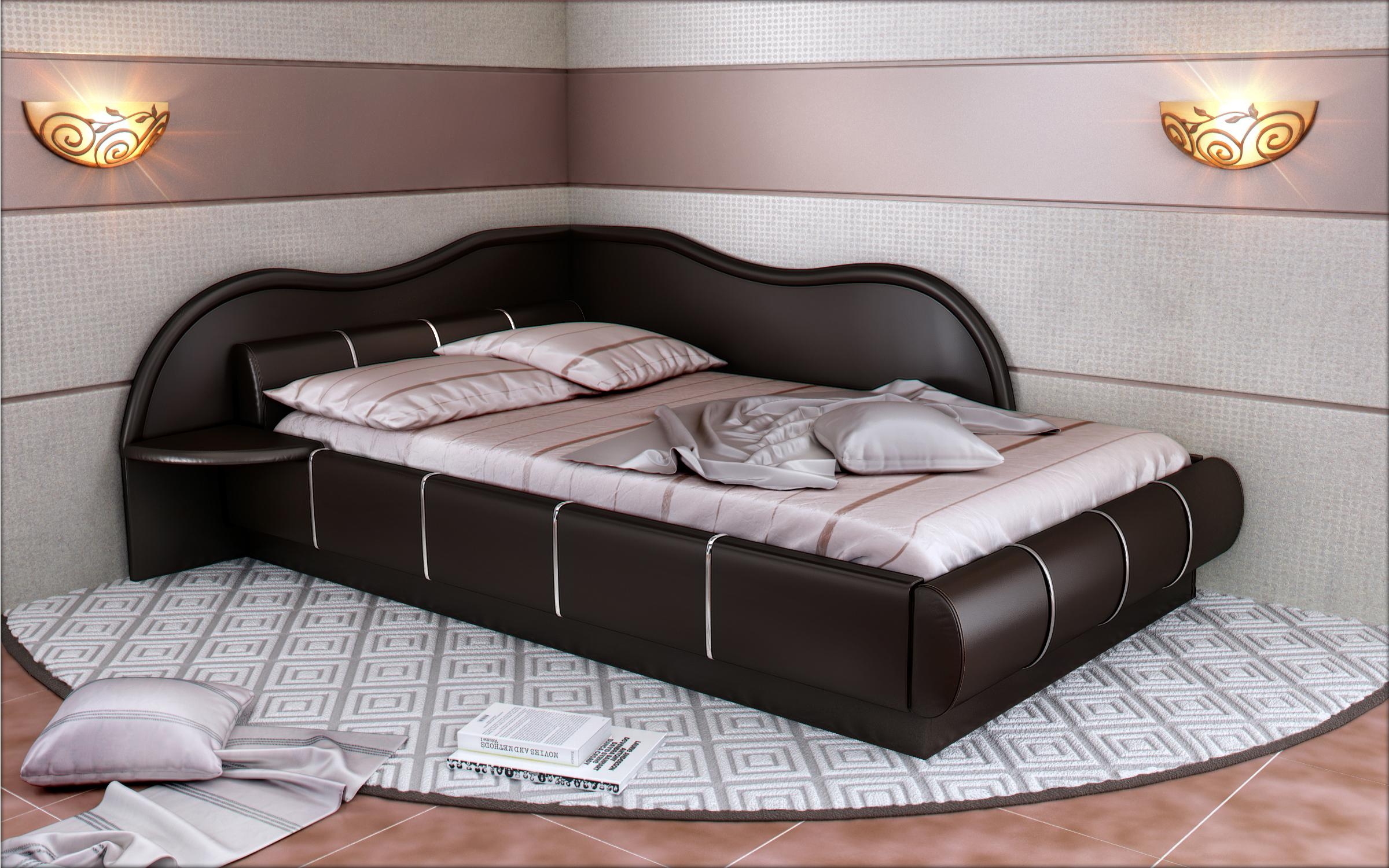 Δερμάτινο γωνιακό κρεβάτι Sofia 120/200, wenge  1