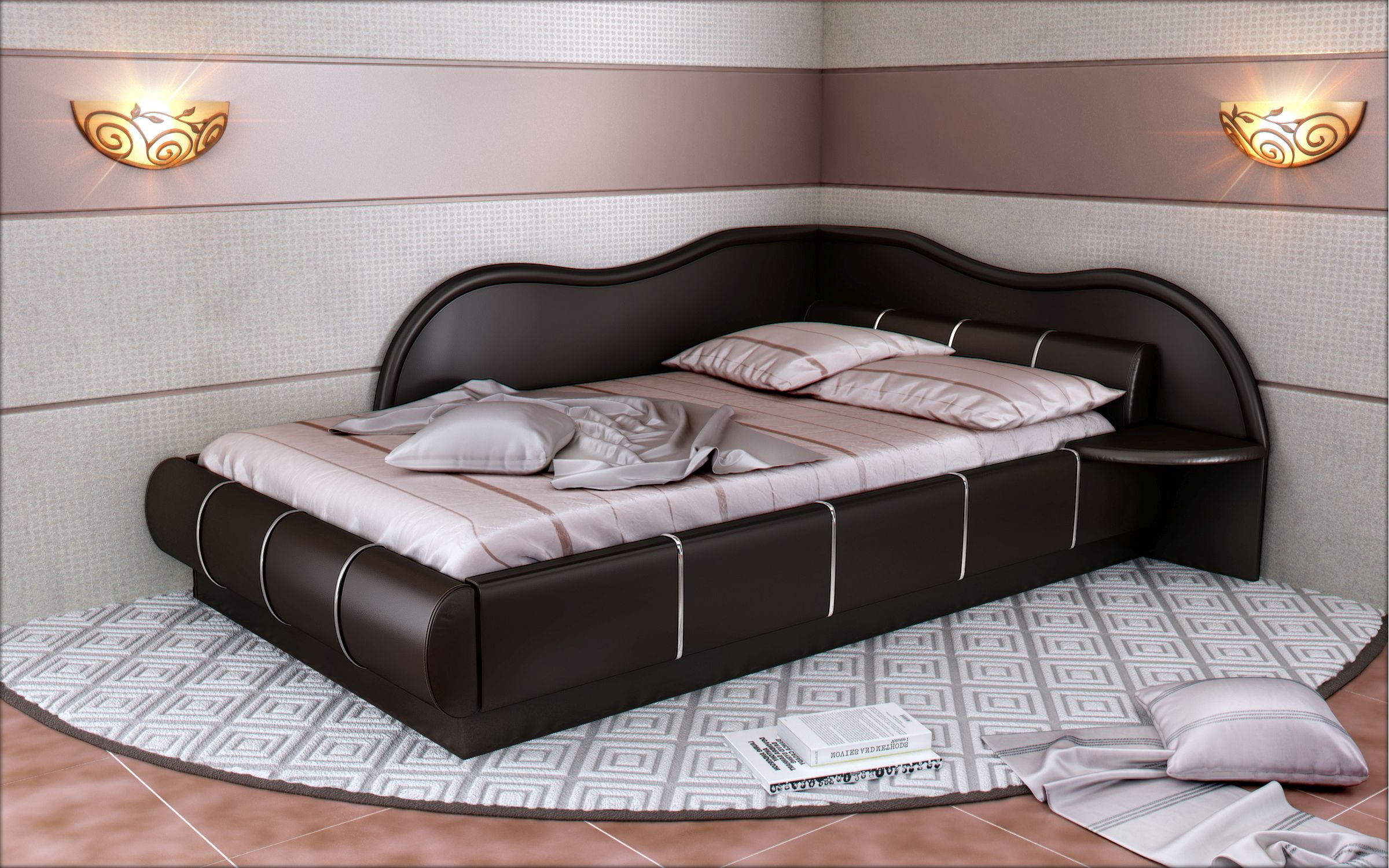 Δερμάτινο γωνιακό κρεβάτι Sofia 120/200, wenge  1