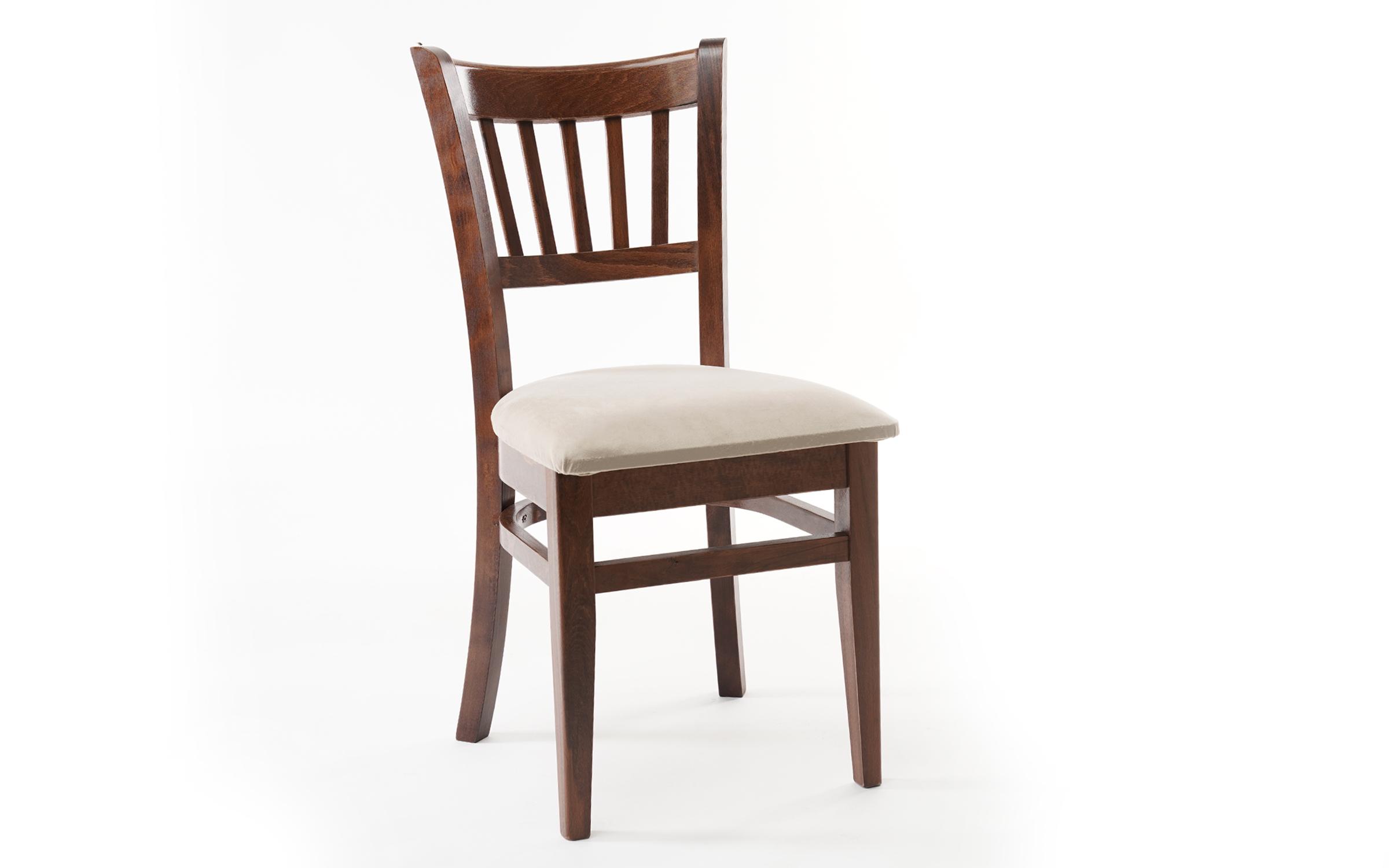 Kαρέκλα Amaro, καρυδιά με μπεζ κάθισμα  1