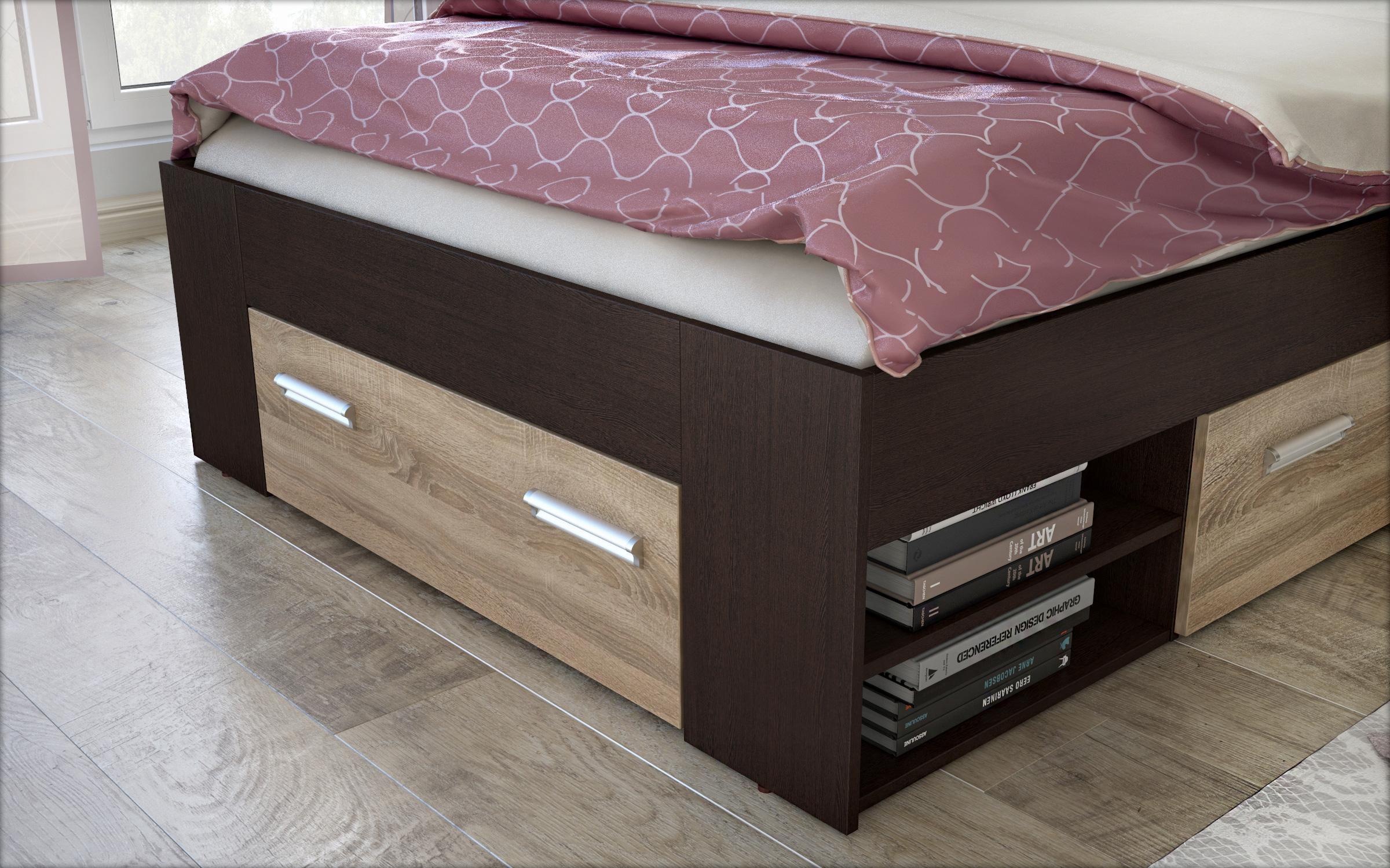 Κρεβάτι 120/200 Nemo + στρώμα, wenge + δρυς sonoma  6