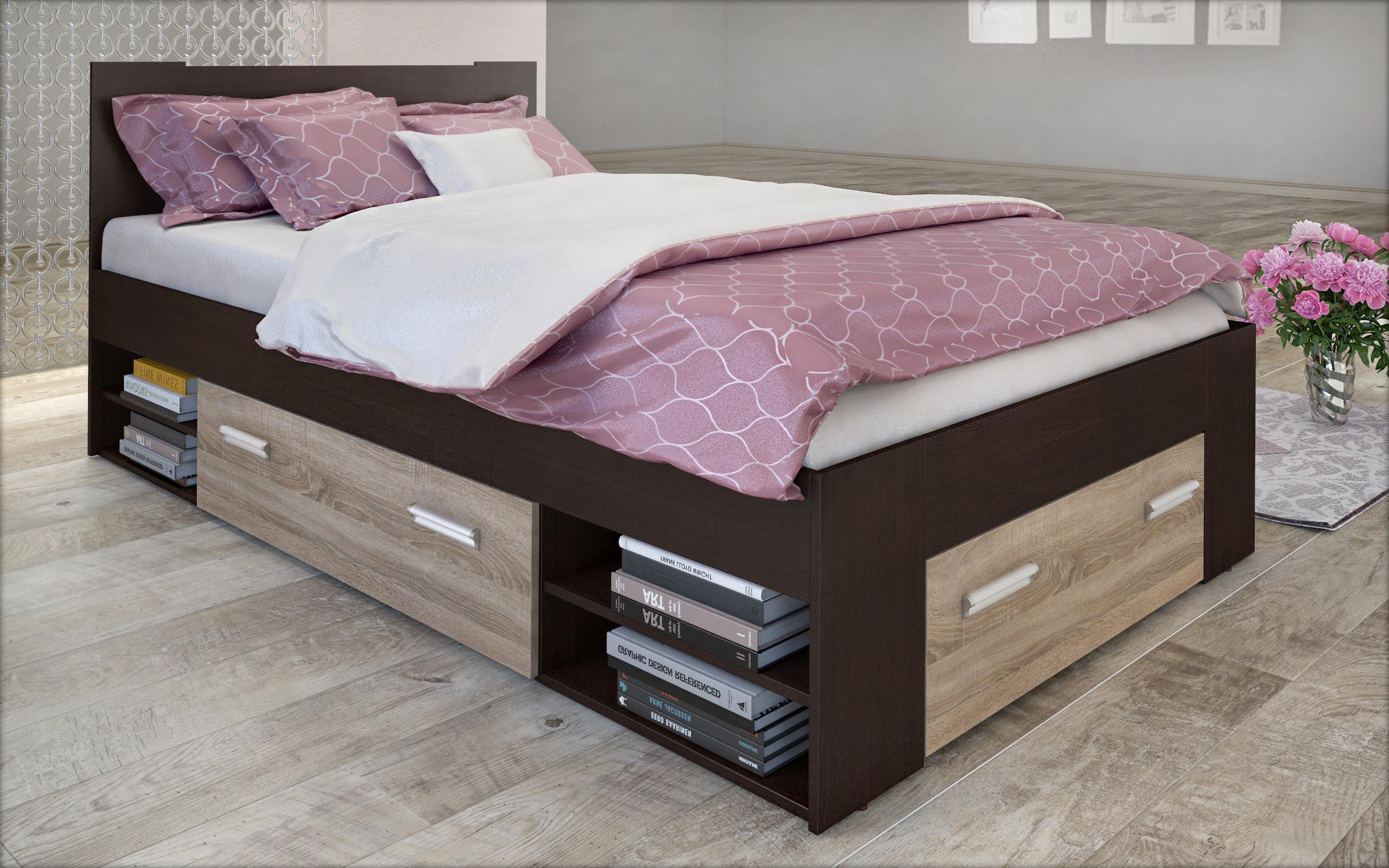 Κρεβάτι 120/200 Nemo + στρώμα, wenge + δρυς sonoma  3