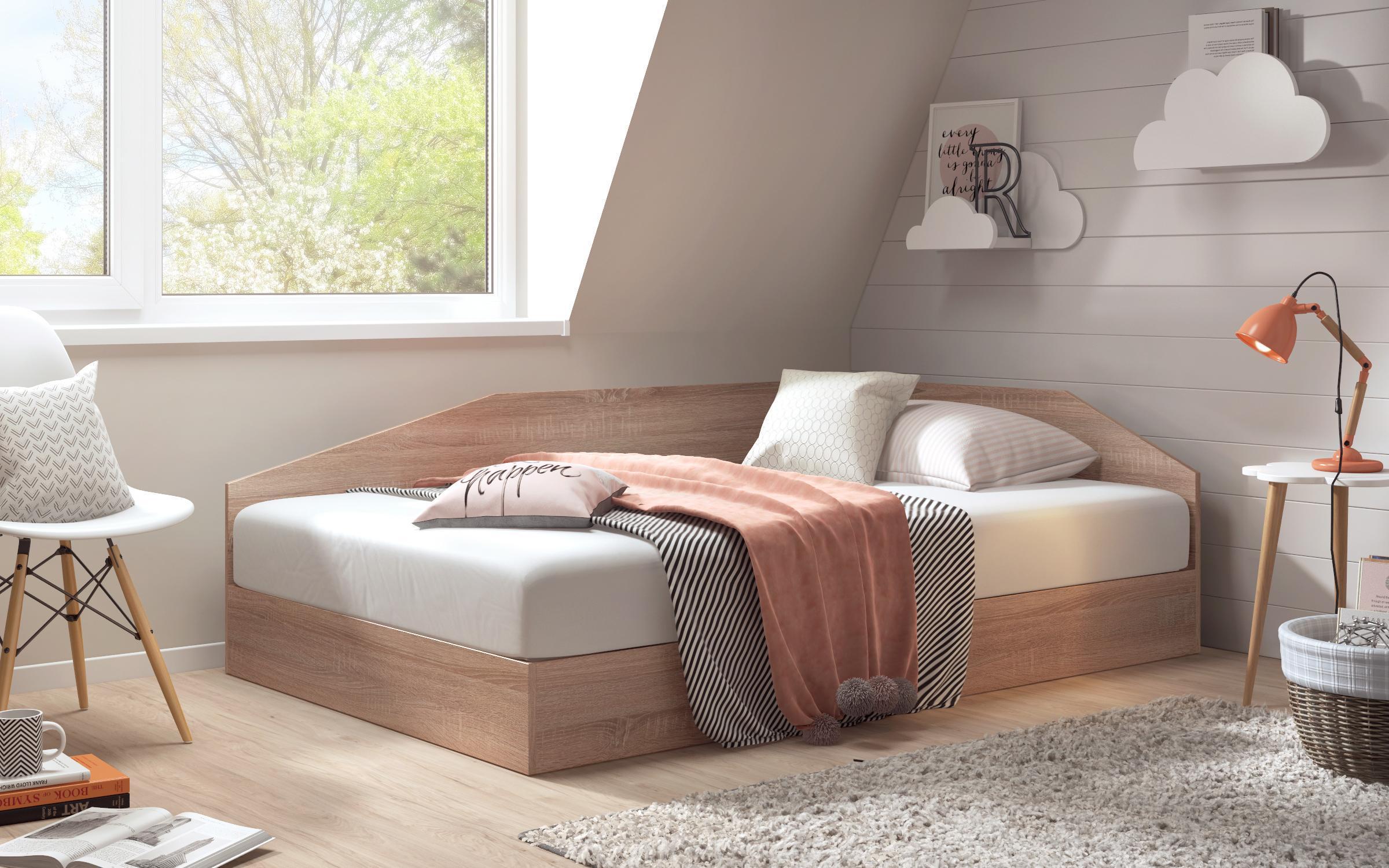 Κρεβάτι Ralitsa με μηχανισμό για στρώμα 120/190 (χωρίς στρώμα), δρυς Sonoma  1