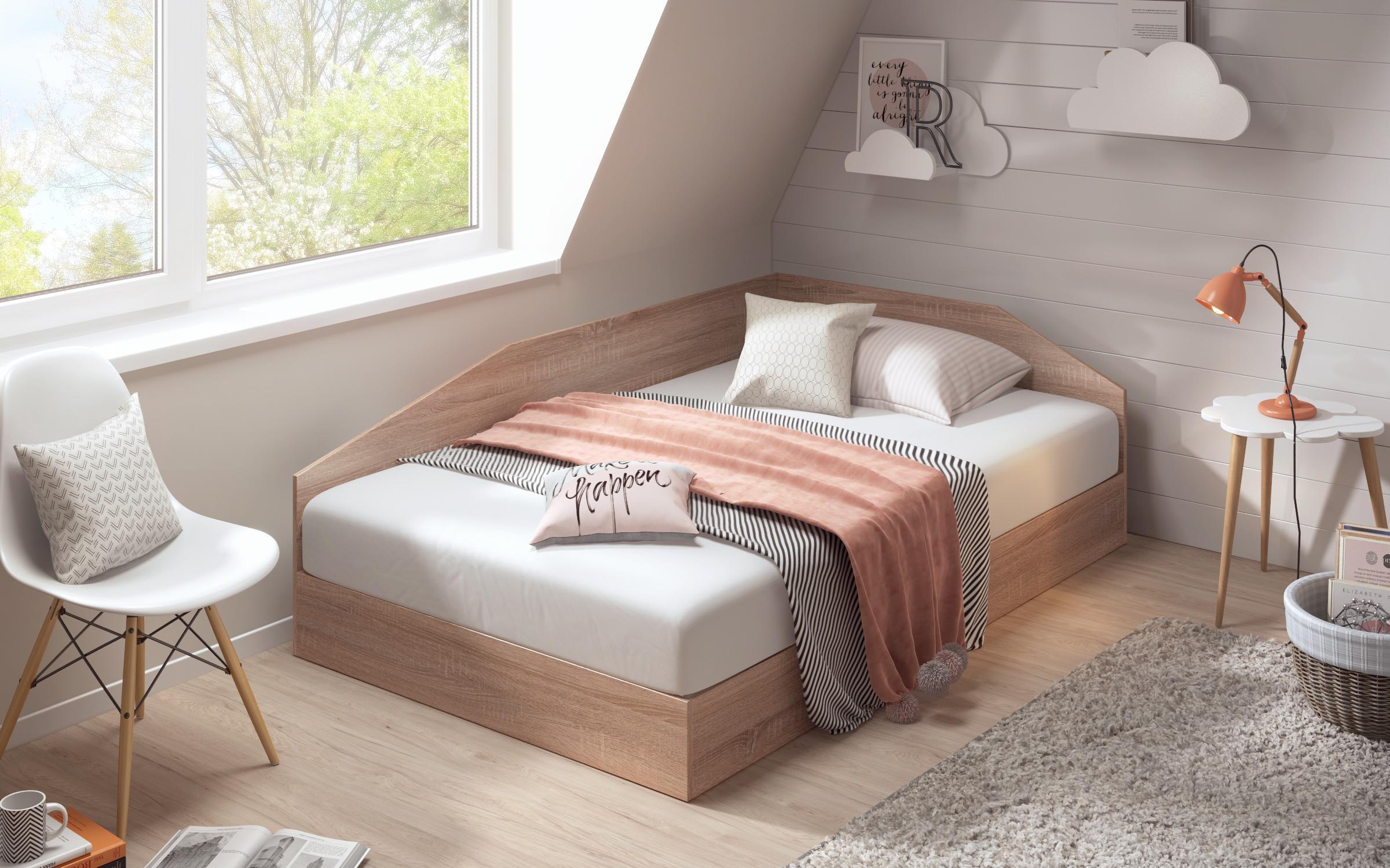 Κρεβάτι Ralitsa με μηχανισμό για στρώμα 120/190 (χωρίς στρώμα), δρυς Sonoma  2