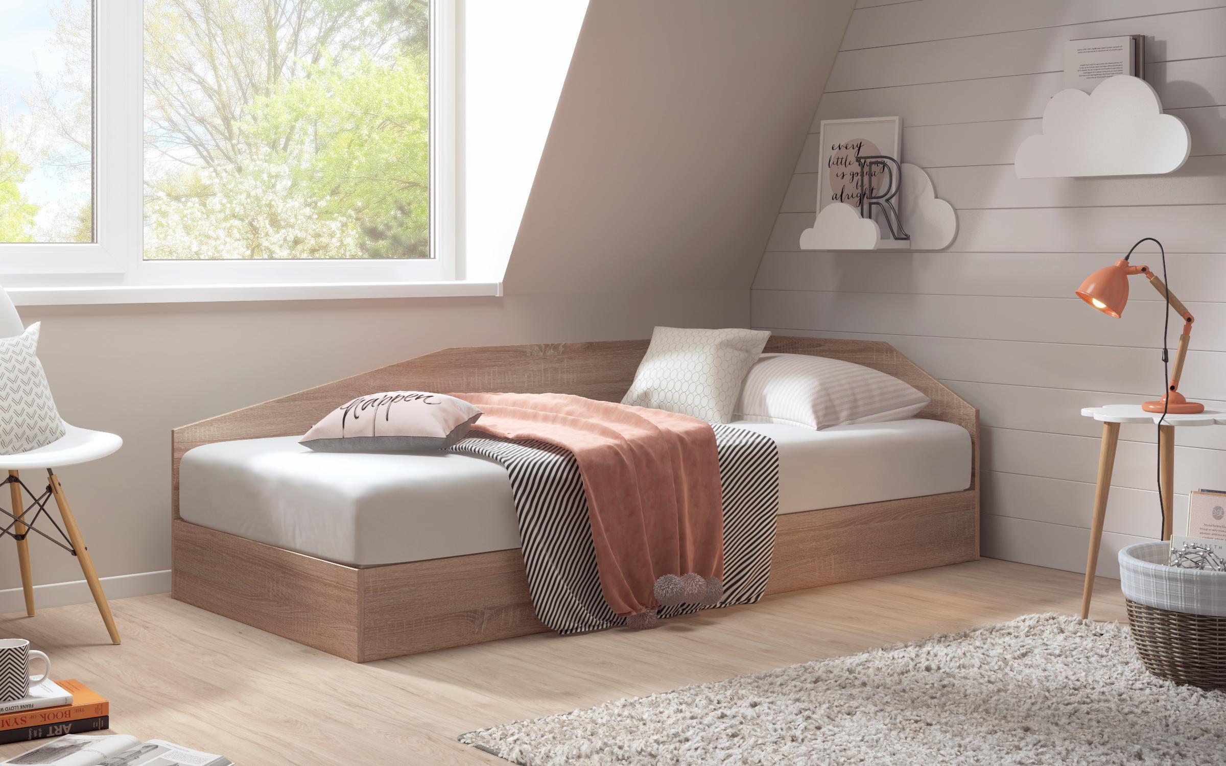 Κρεβάτι Ralitsa με μηχανισμό για στρώμα 90/200 (χωρίς στρώμα), δρυς Sonoma  1