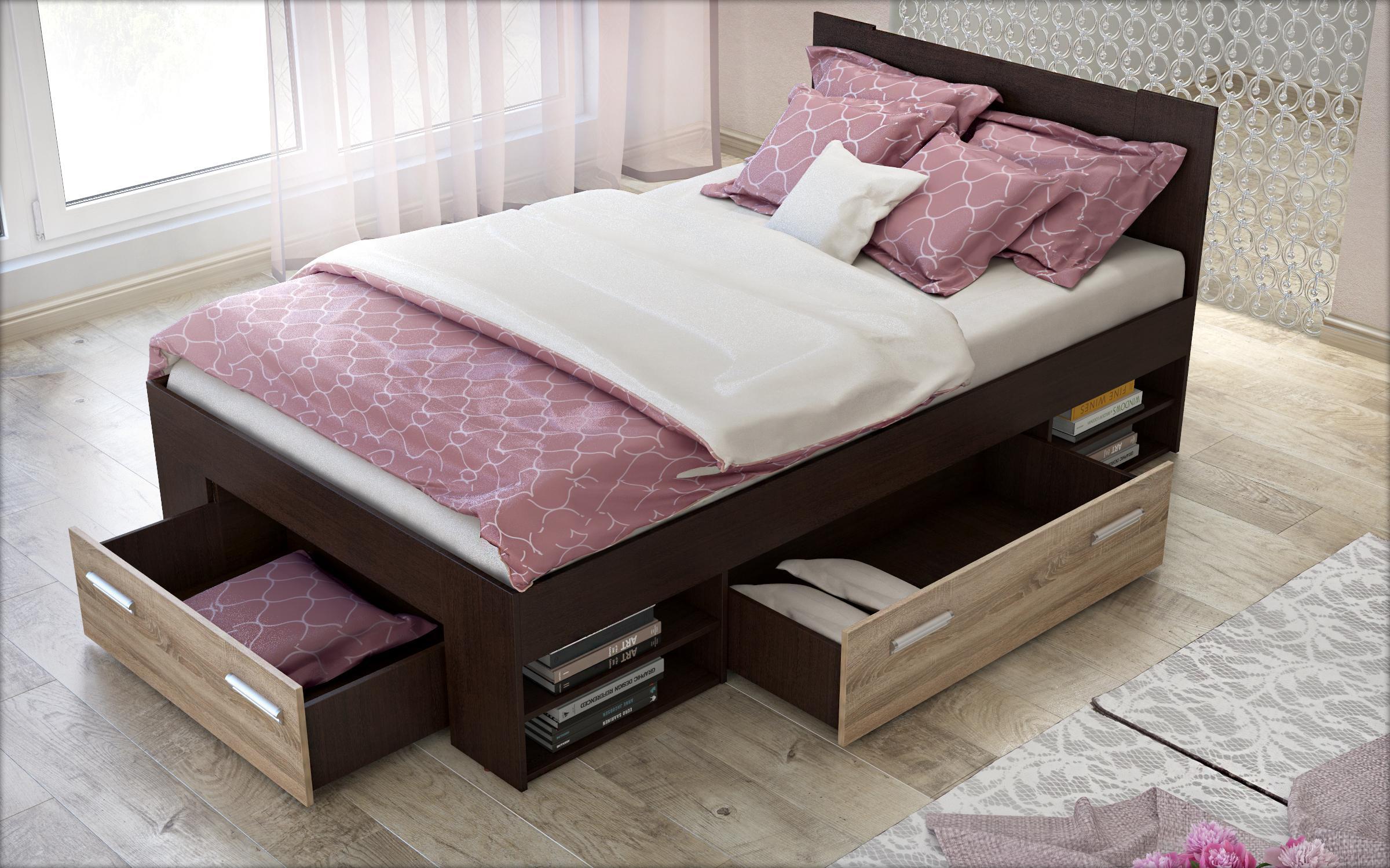Κρεβάτι 120/200 Nemo + στρώμα, wenge + δρυς sonoma  4