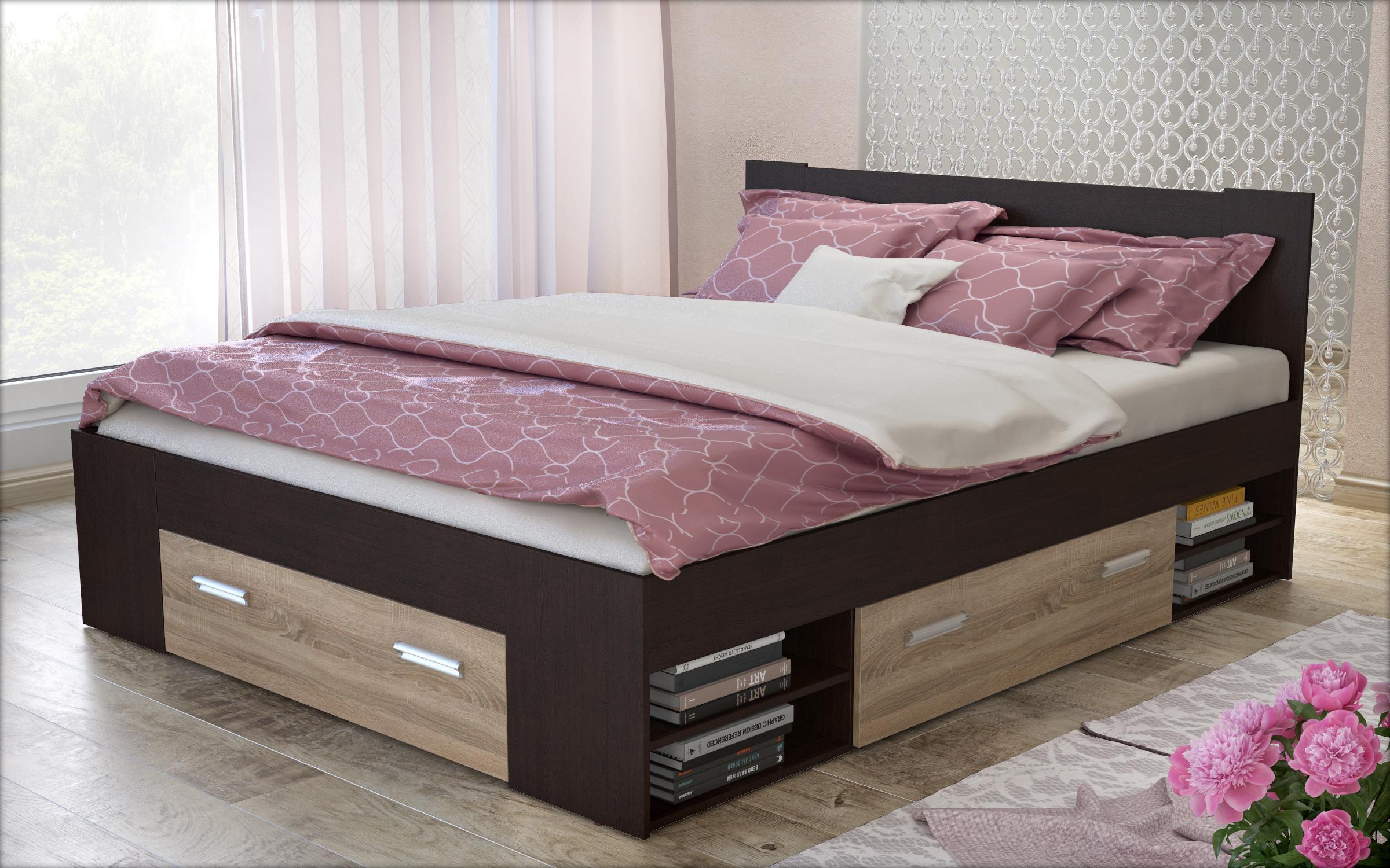 Σετ κρεβατοκάμαρας 160/200 Almaro, wenge + δρυς sonoma  4