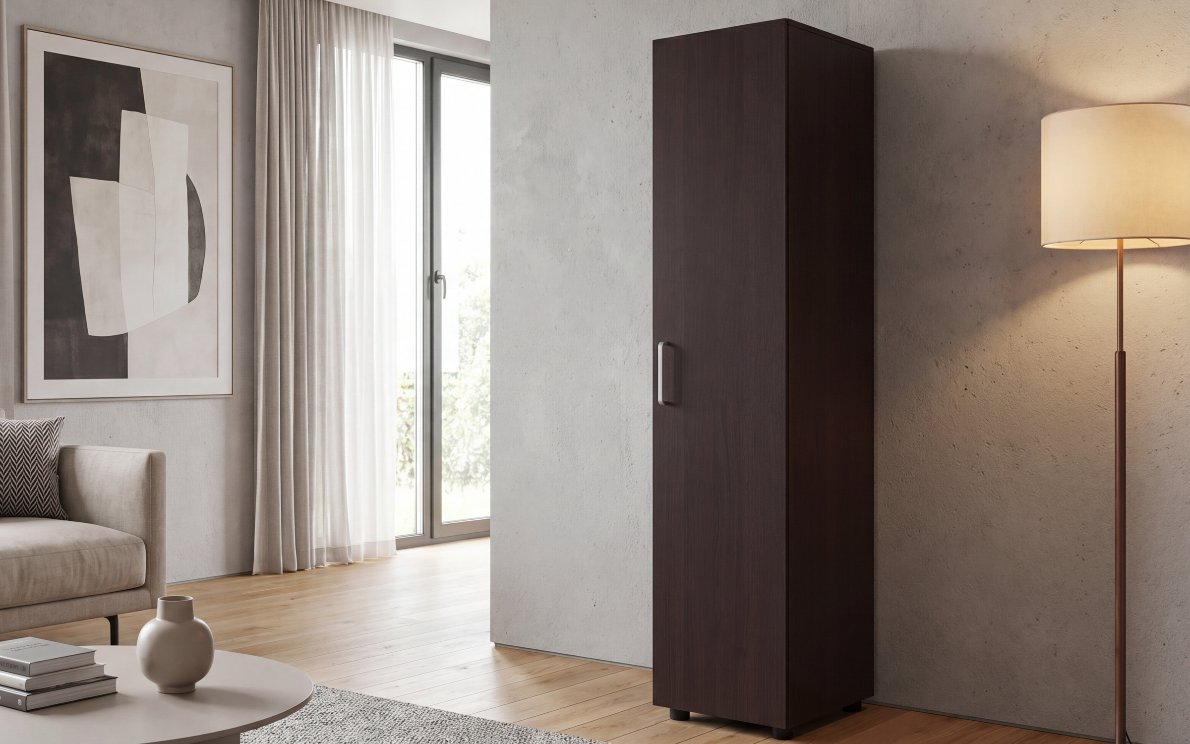 Μονόφυλλη ντουλάπα με ράγα Masimo Compact 1, wenge  1