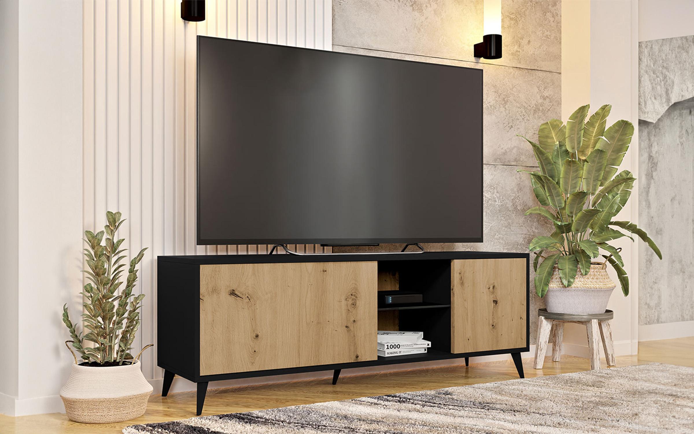 Έπιπλο TV Zander 150, μαύρο + δρυς artisan  1