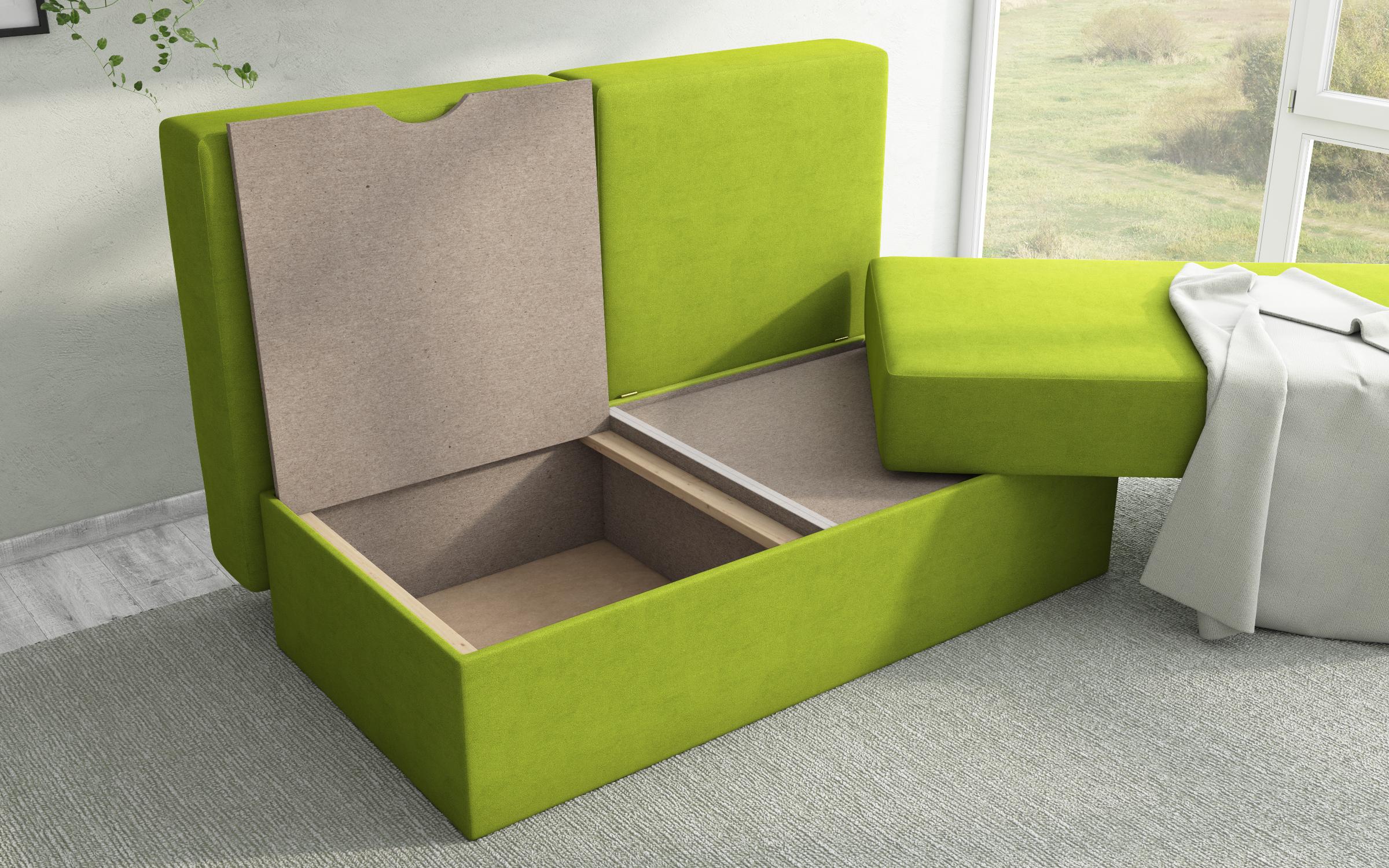 Γωνιακός καναπές κρεβάτι Boni, πράσινο  7