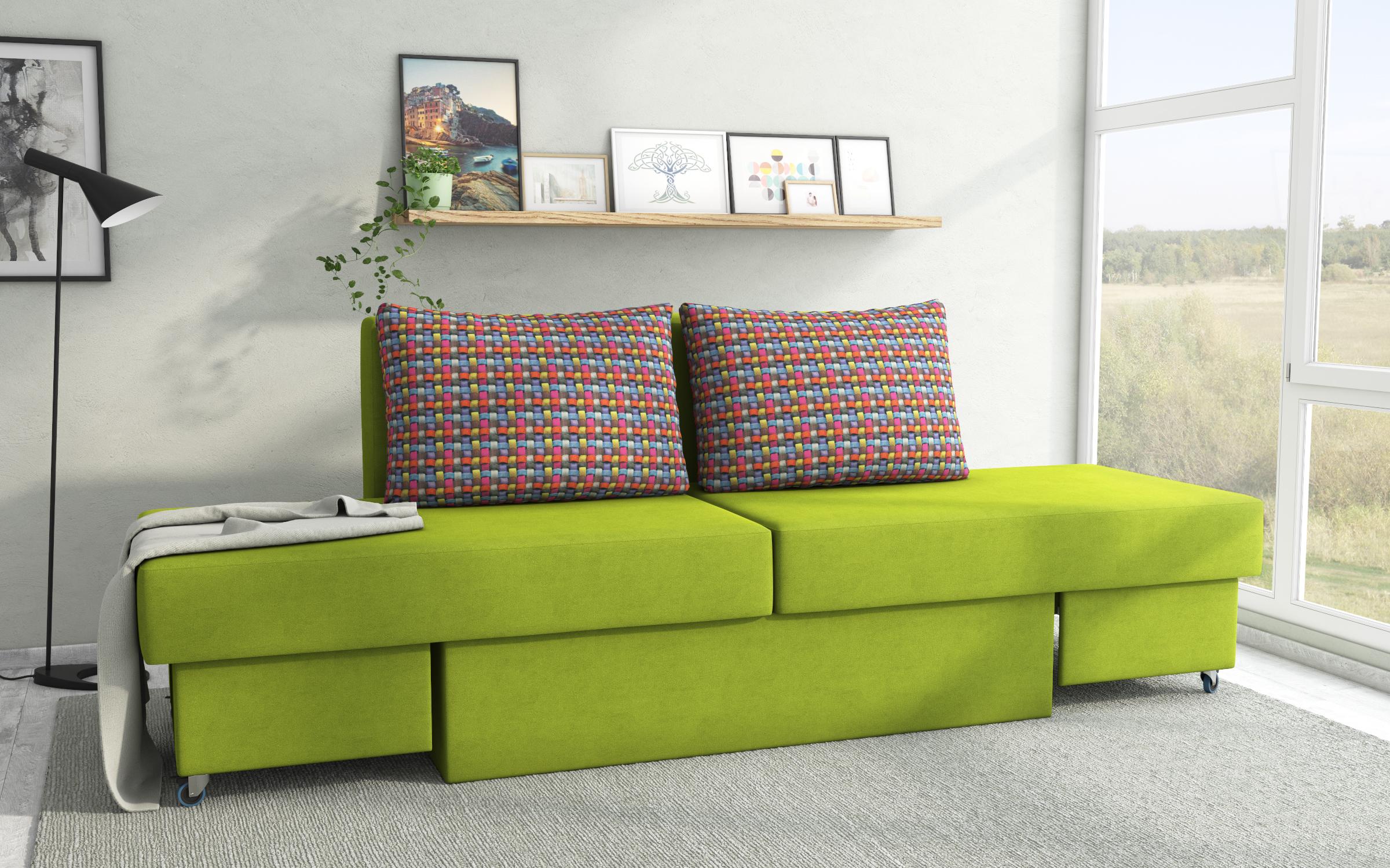 Γωνιακός καναπές κρεβάτι Boni, πράσινο  3