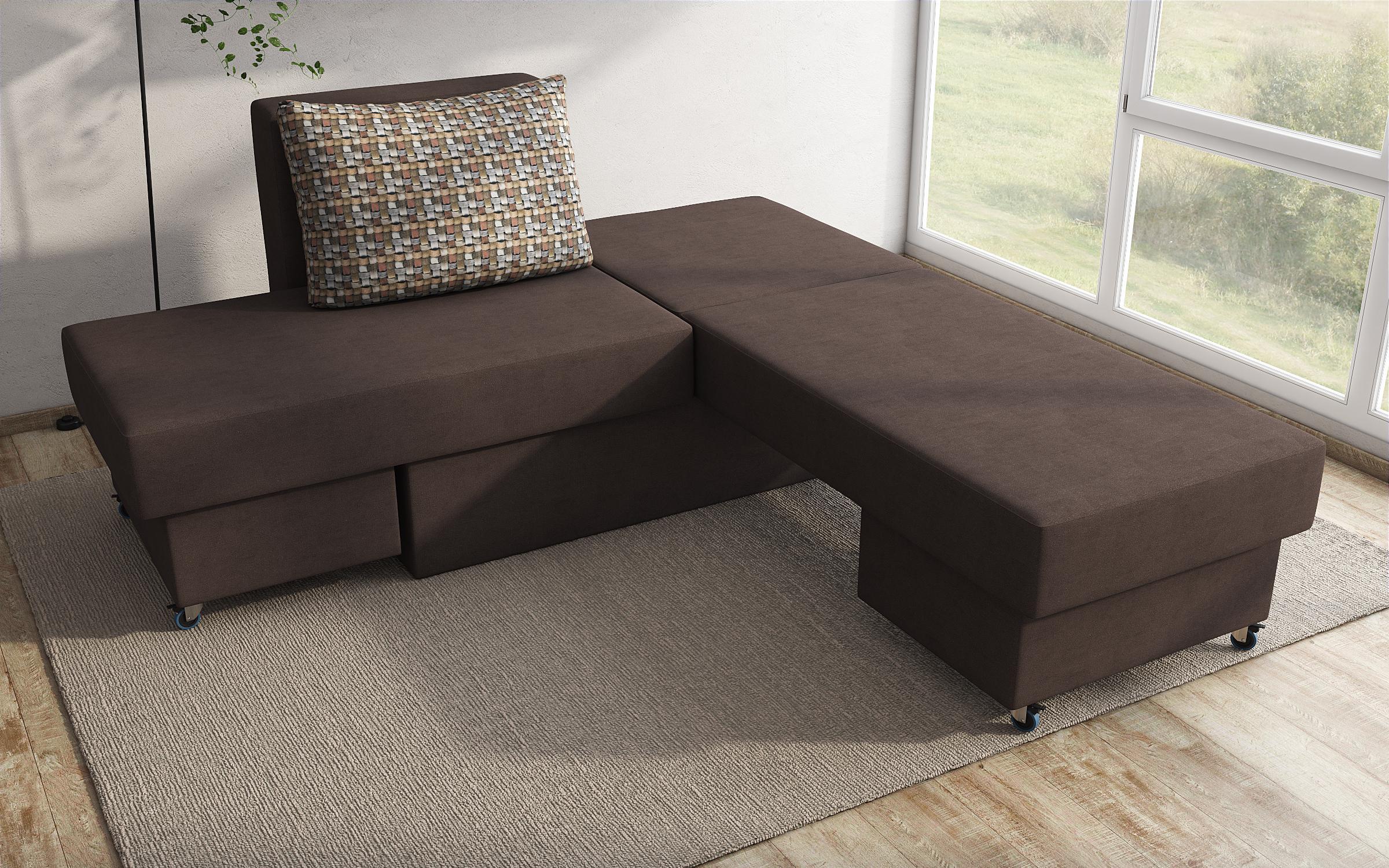 Γωνιακός καναπές - κρεβάτι Boni, καφέ  10
