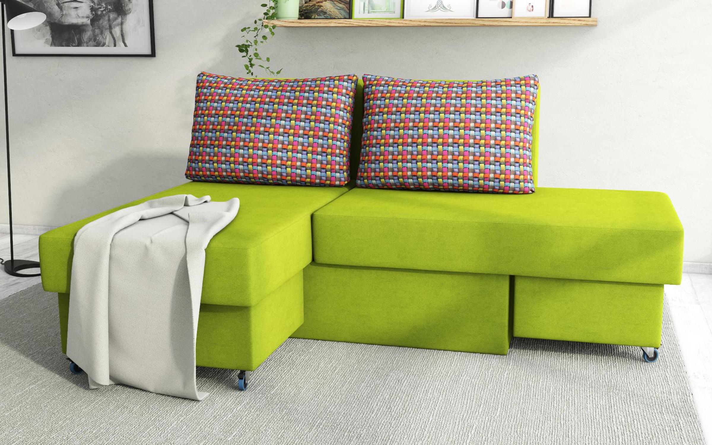 Γωνιακός καναπές κρεβάτι Boni, πράσινο  1