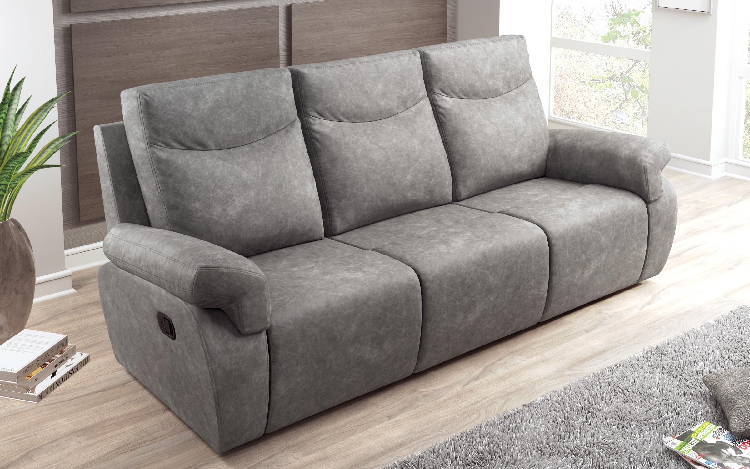 Τριθέσιος  καναπές με ανάκληση  Beluchi, γκρι  3