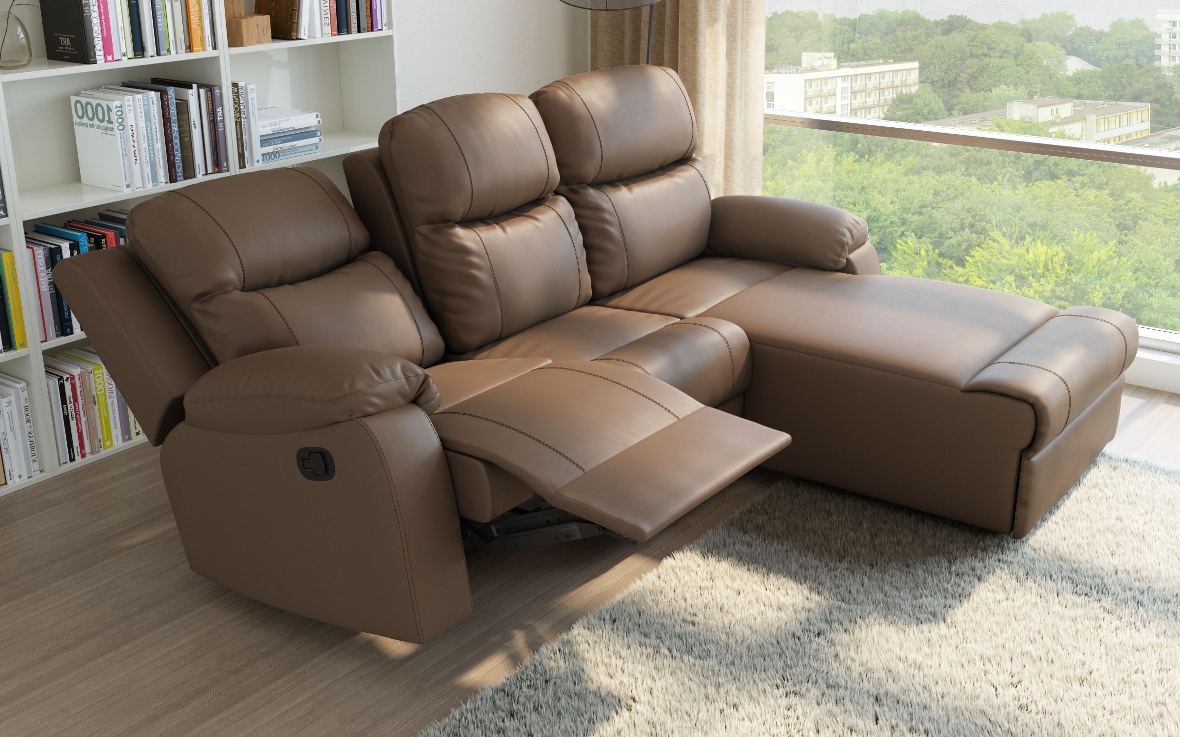 Γωνιακός καναπές με ανάκλιση Dream, καφέ  3
