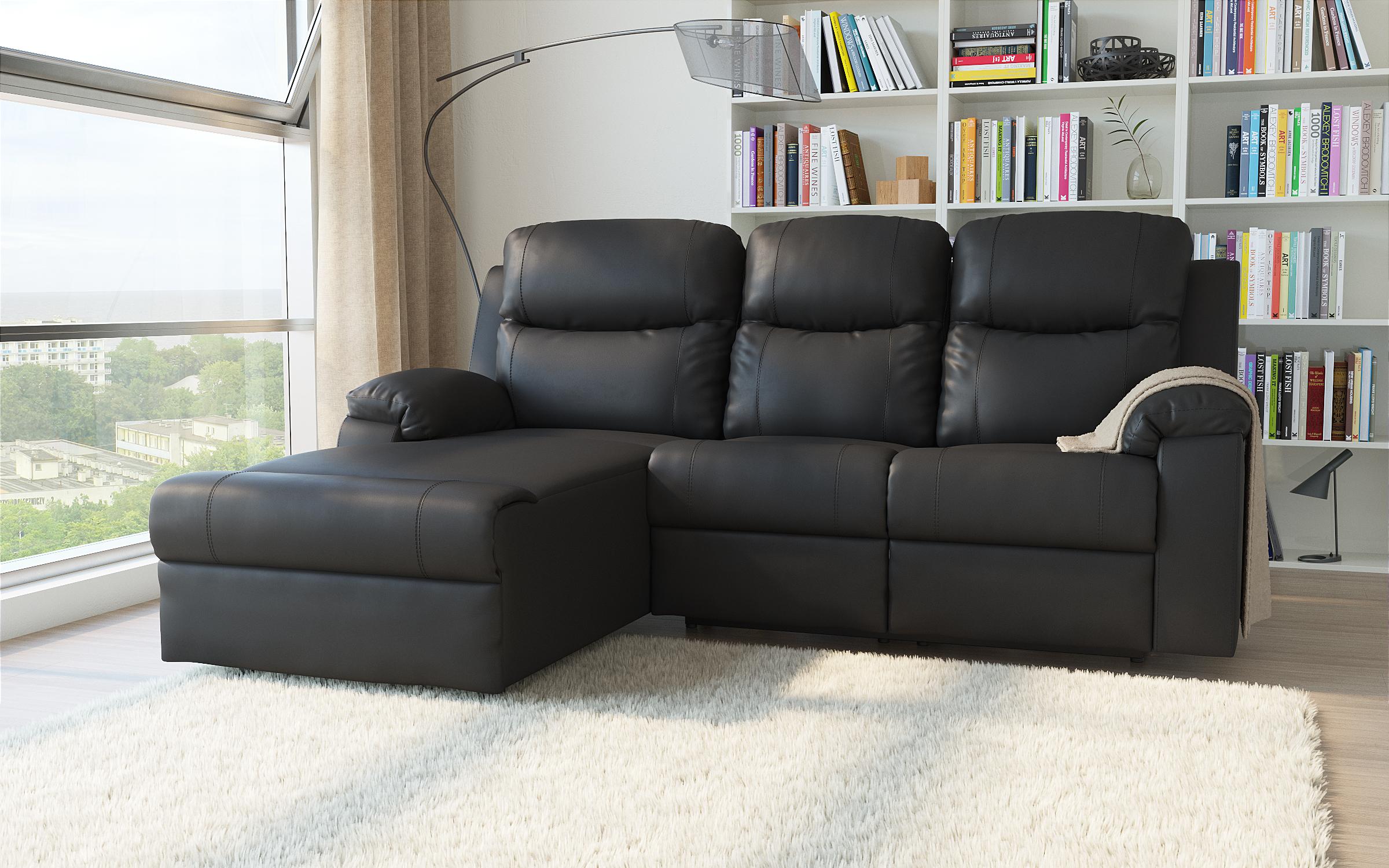 Γωνιακός καναπές με ανάκληση Dream, μαύρο  3