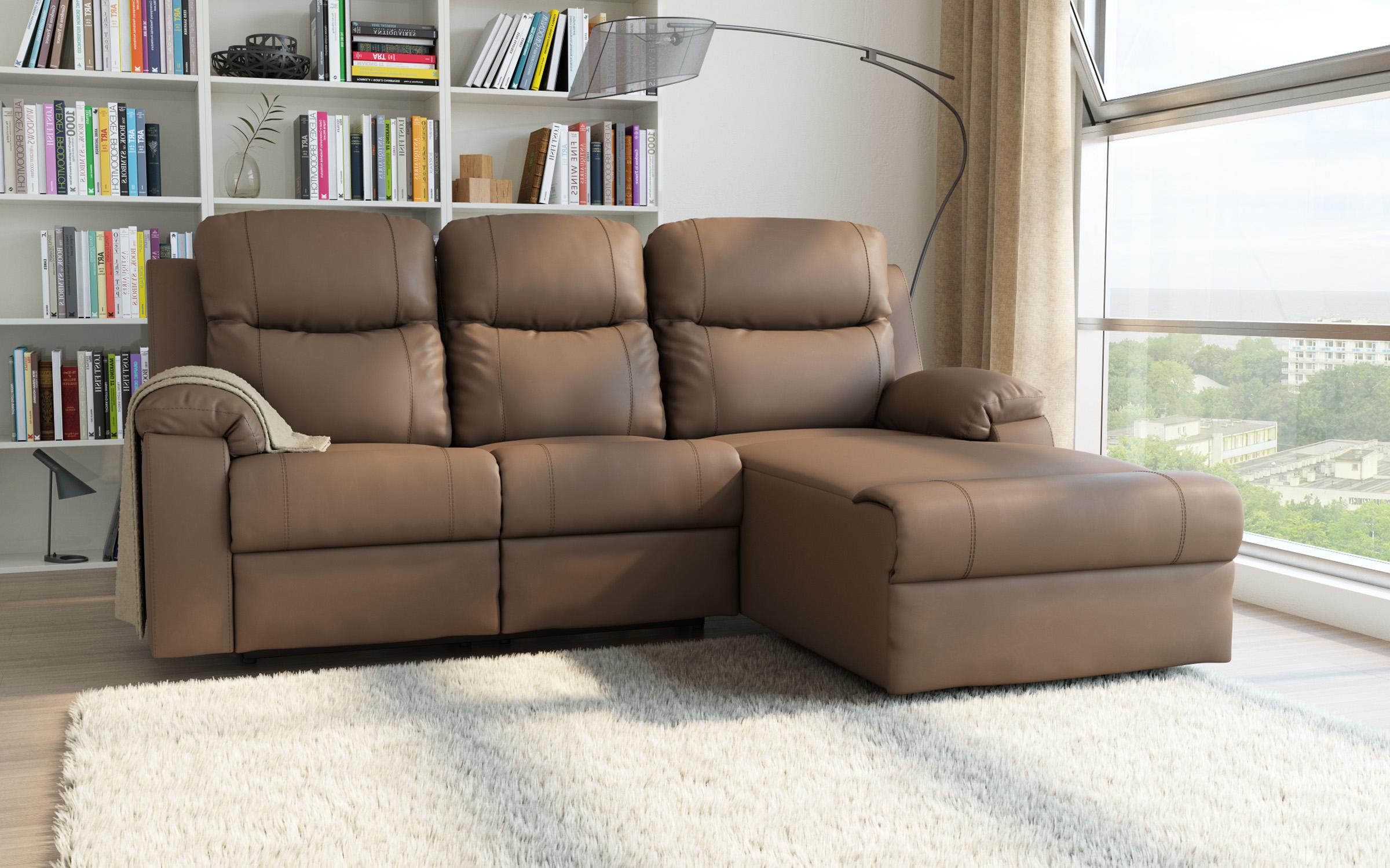 Γωνιακός καναπές με ανάκλιση Dream, καφέ  2