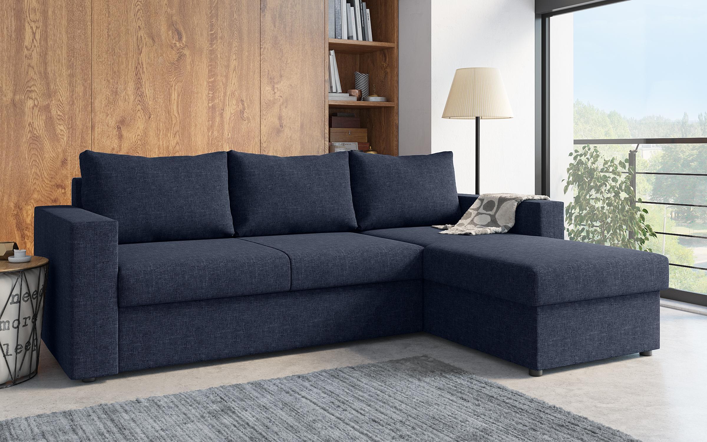 Γωνιακός καναπές - κρεβάτι Justin, μπλε  3