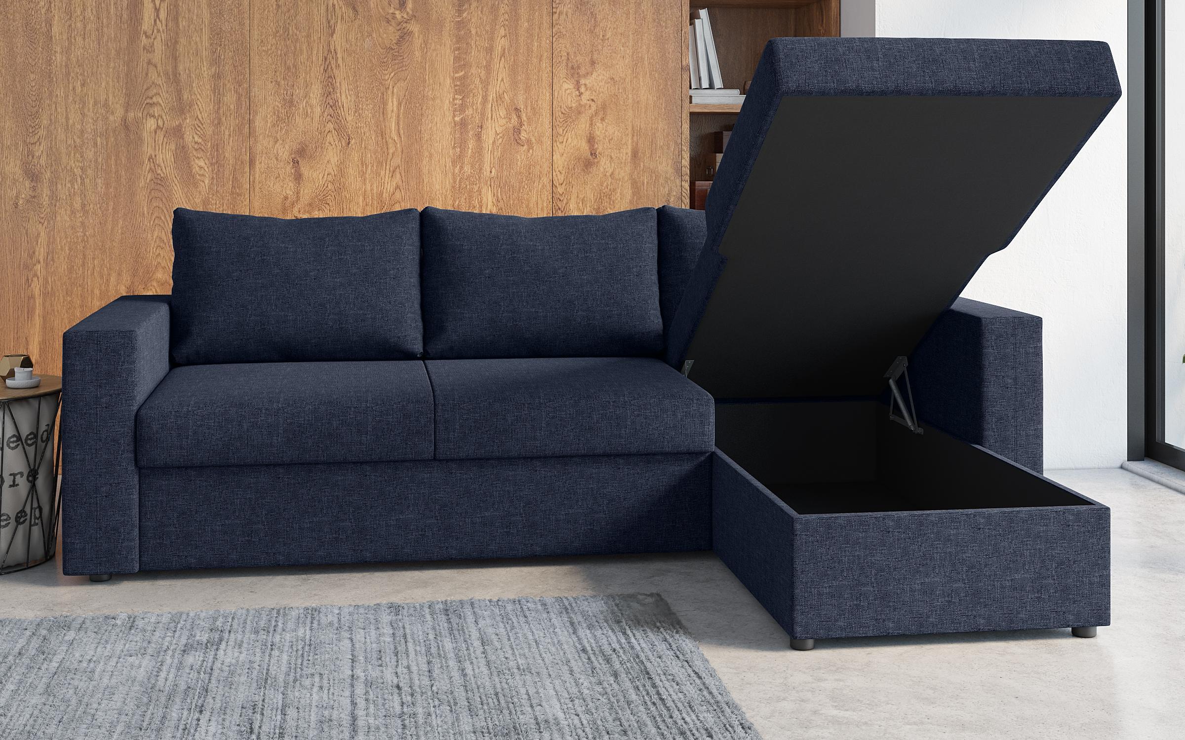 Γωνιακός καναπές - κρεβάτι Justin, μπλε  4
