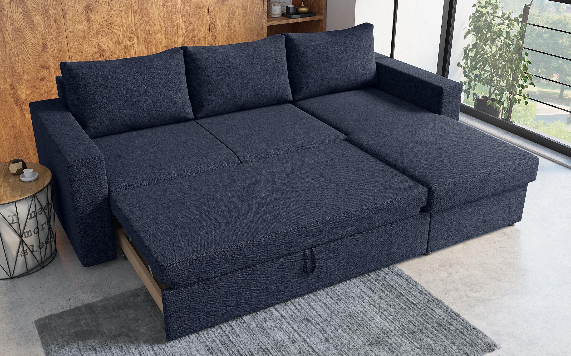 Γωνιακός καναπές - κρεβάτι Justin, μπλε  5