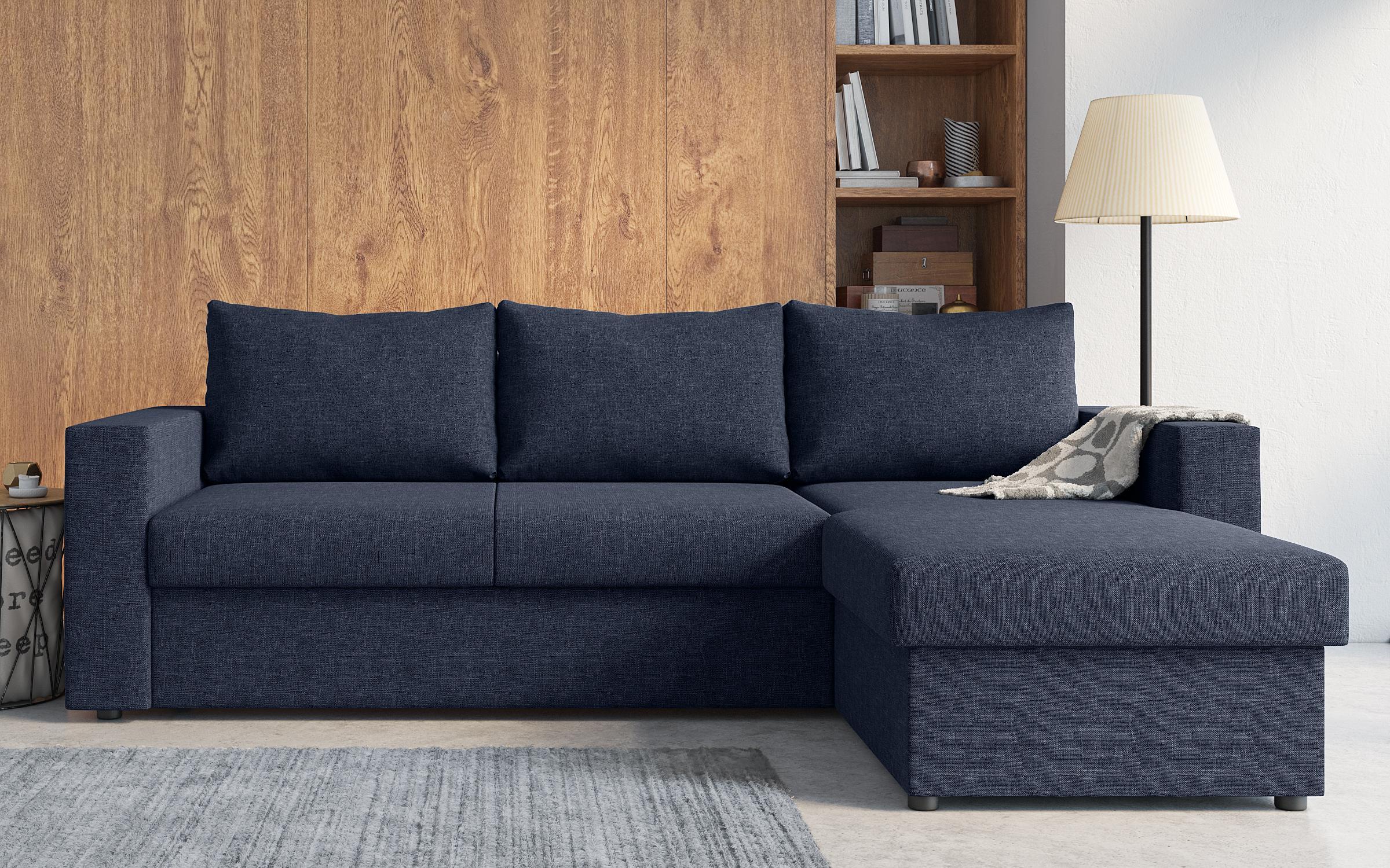 Γωνιακός καναπές - κρεβάτι Justin, μπλε  1