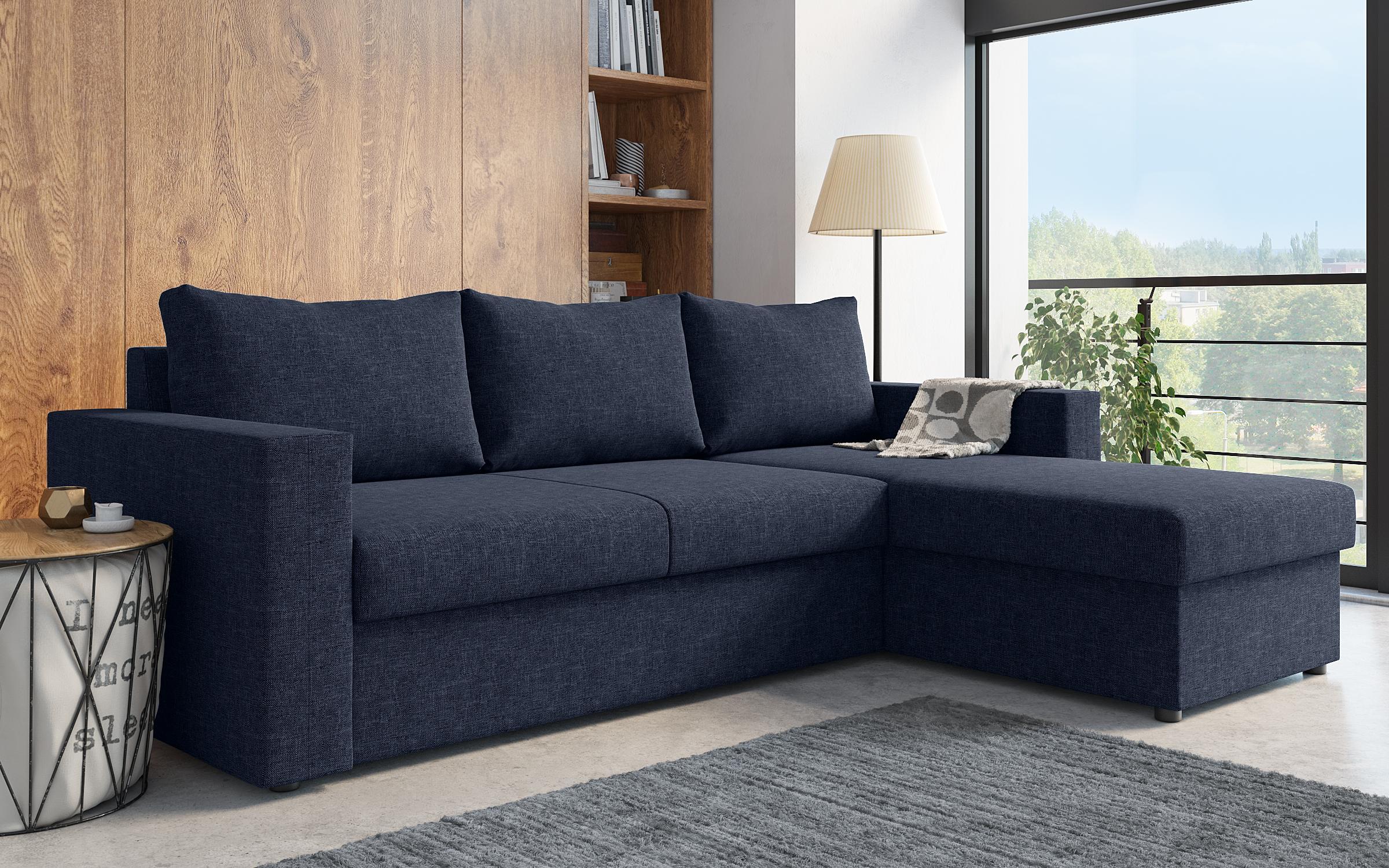Γωνιακός καναπές - κρεβάτι Justin, μπλε  6